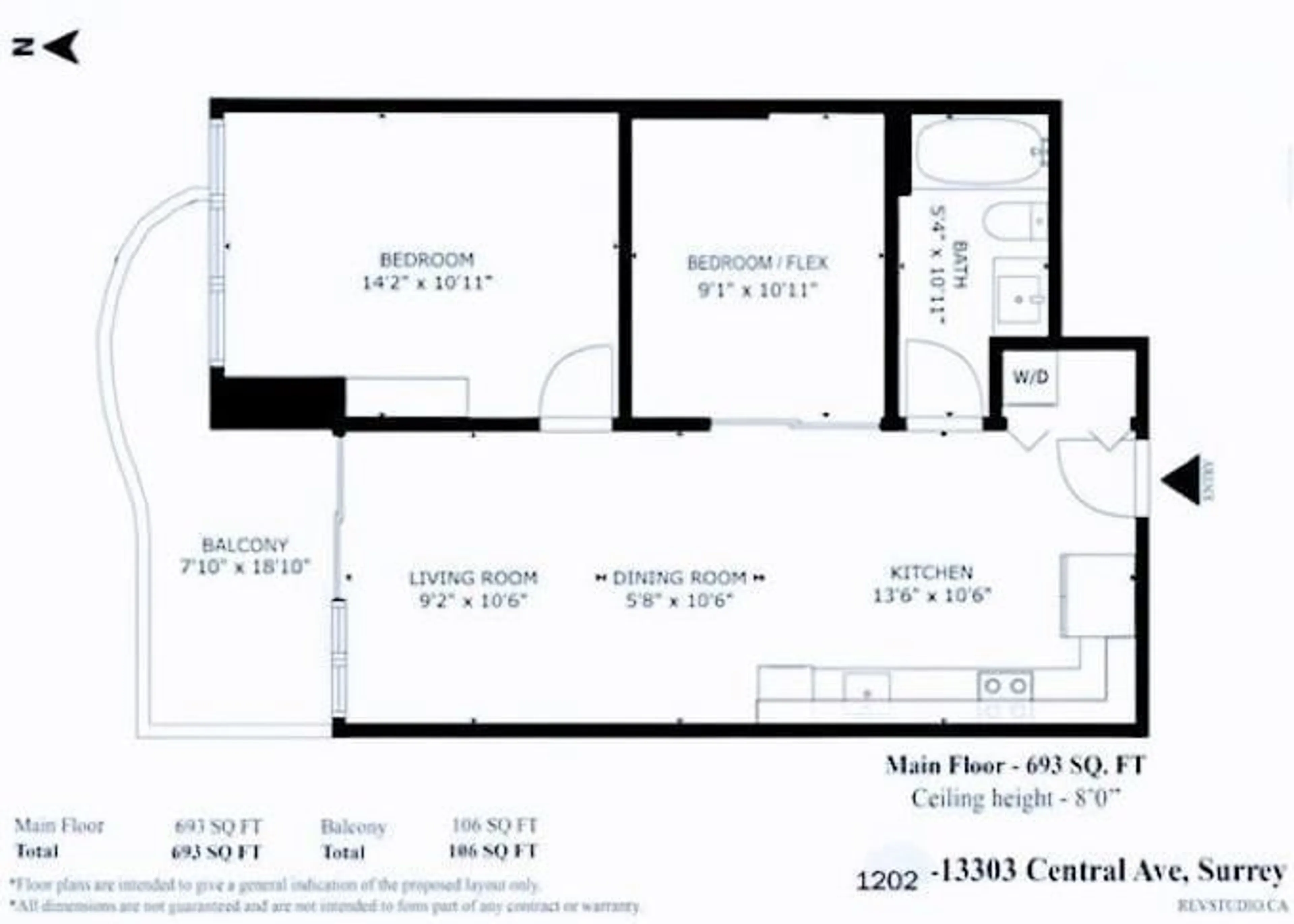 Floor plan for 1202 - 13303 CENTRAL, Surrey British Columbia V3T0K6