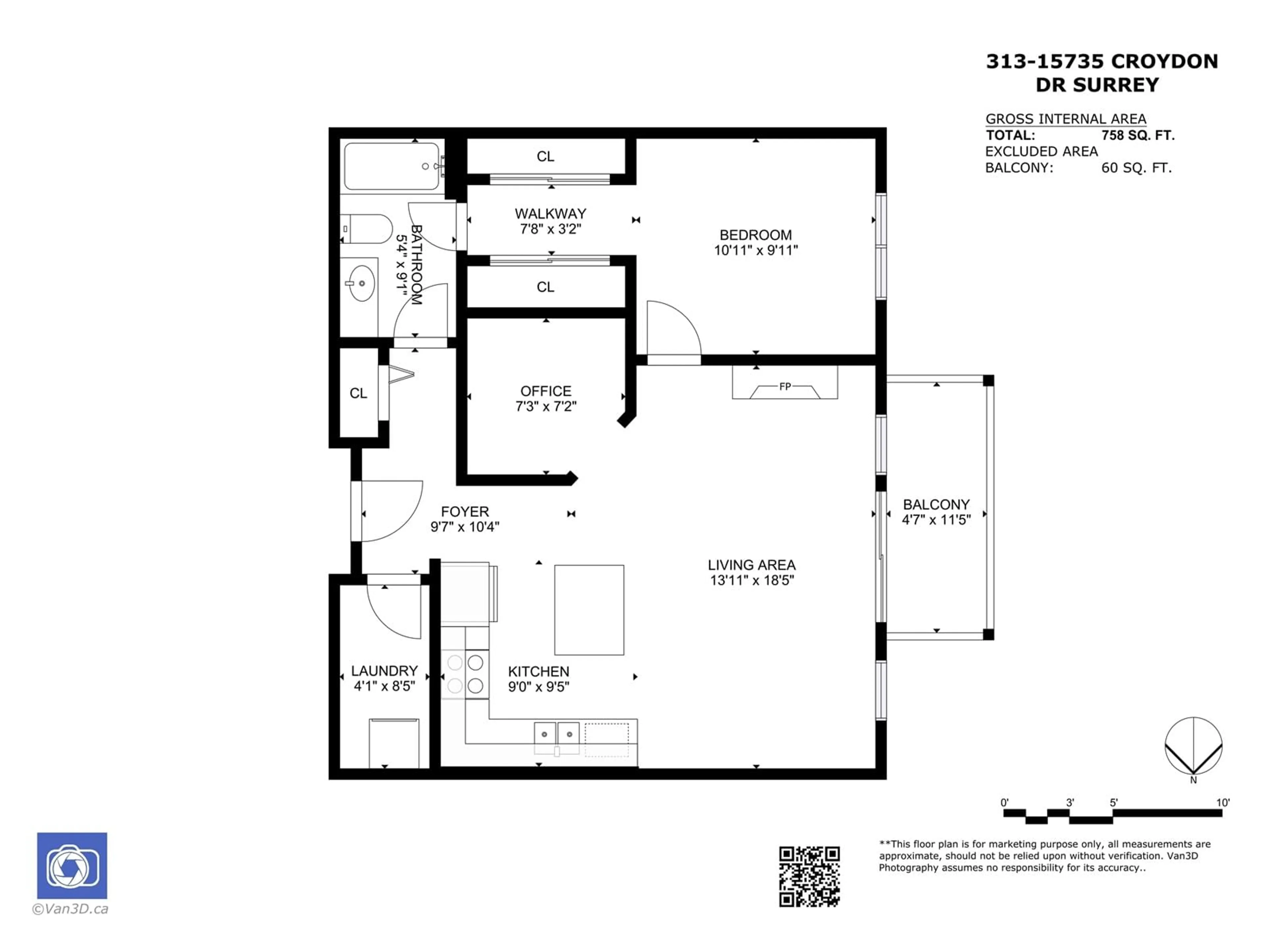 Floor plan for 313 - 15735 CROYDON, Surrey British Columbia V3Z2L5