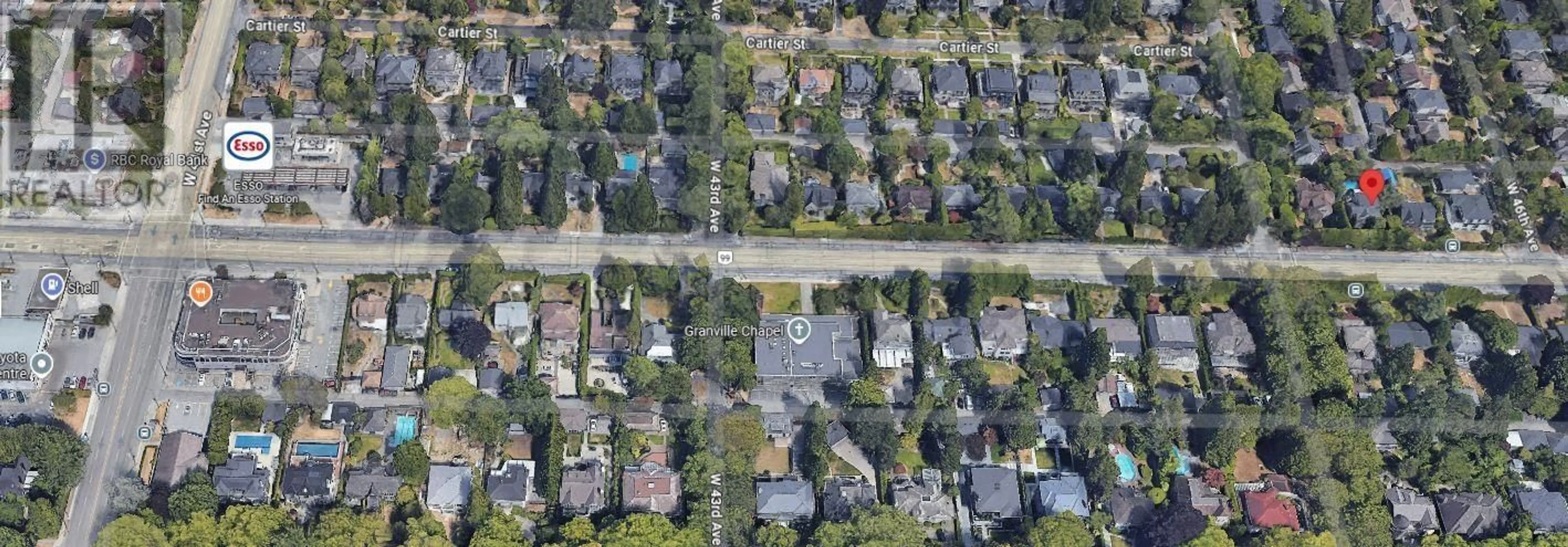 A pic from outside/outdoor area/front of a property/back of a property/a pic from drone, street for 6138 GRANVILLE STREET, Vancouver British Columbia V6M3E3