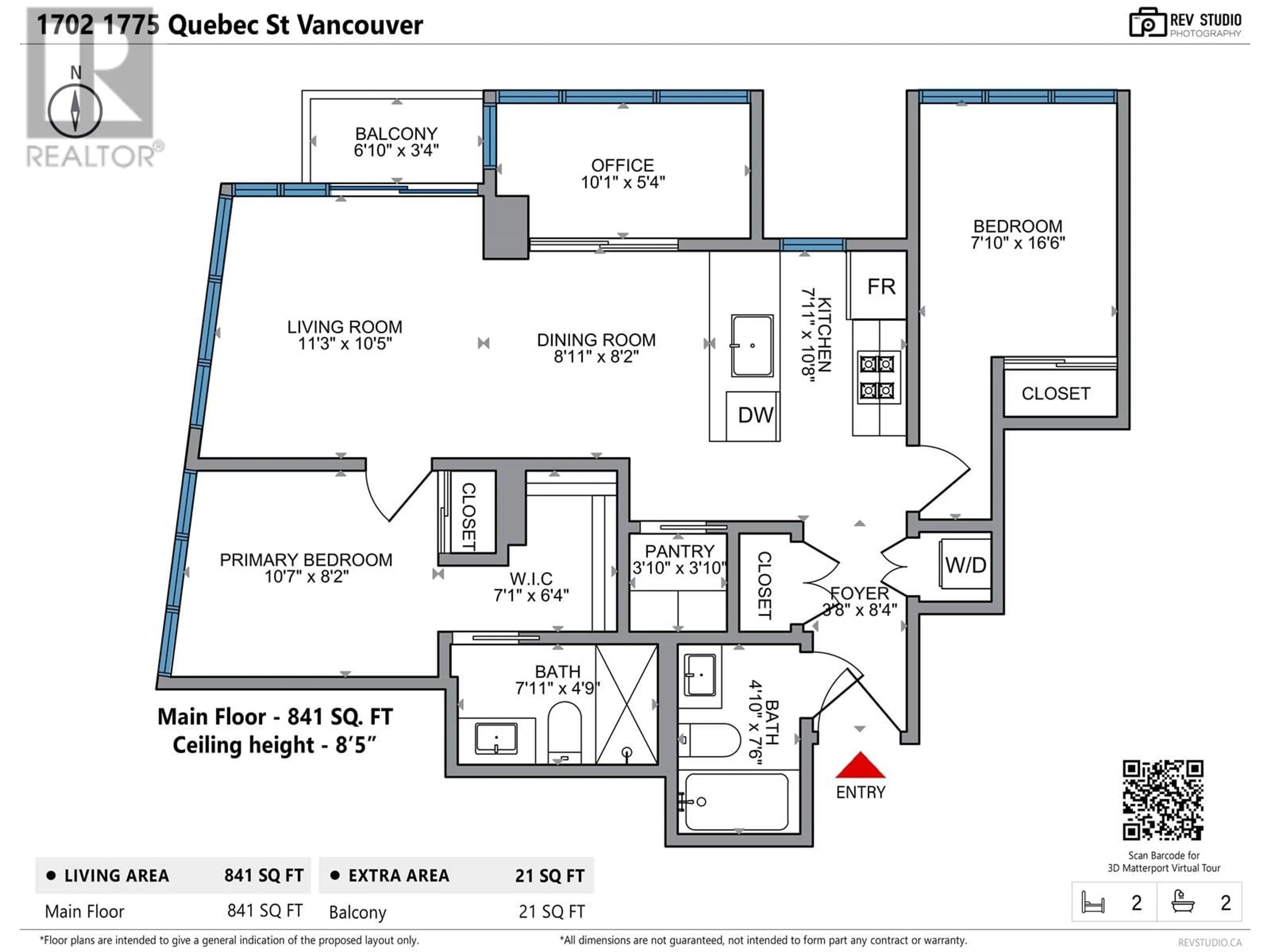 Floor plan for 1702 - 1775 QUEBEC STREET, Vancouver British Columbia V5T0E3