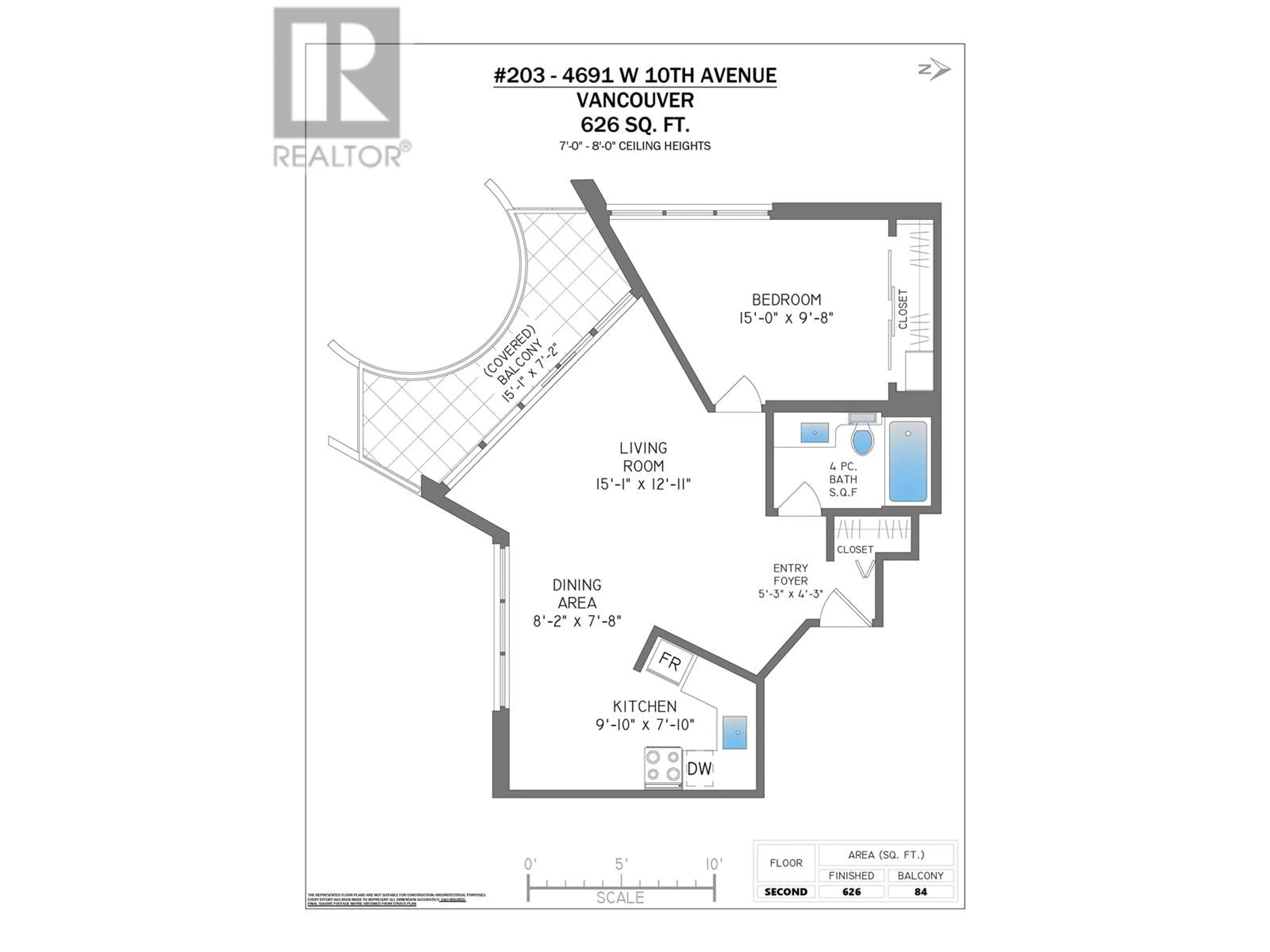 Floor plan for 203 - 4691 10 AVENUE, Vancouver British Columbia V6R2J3