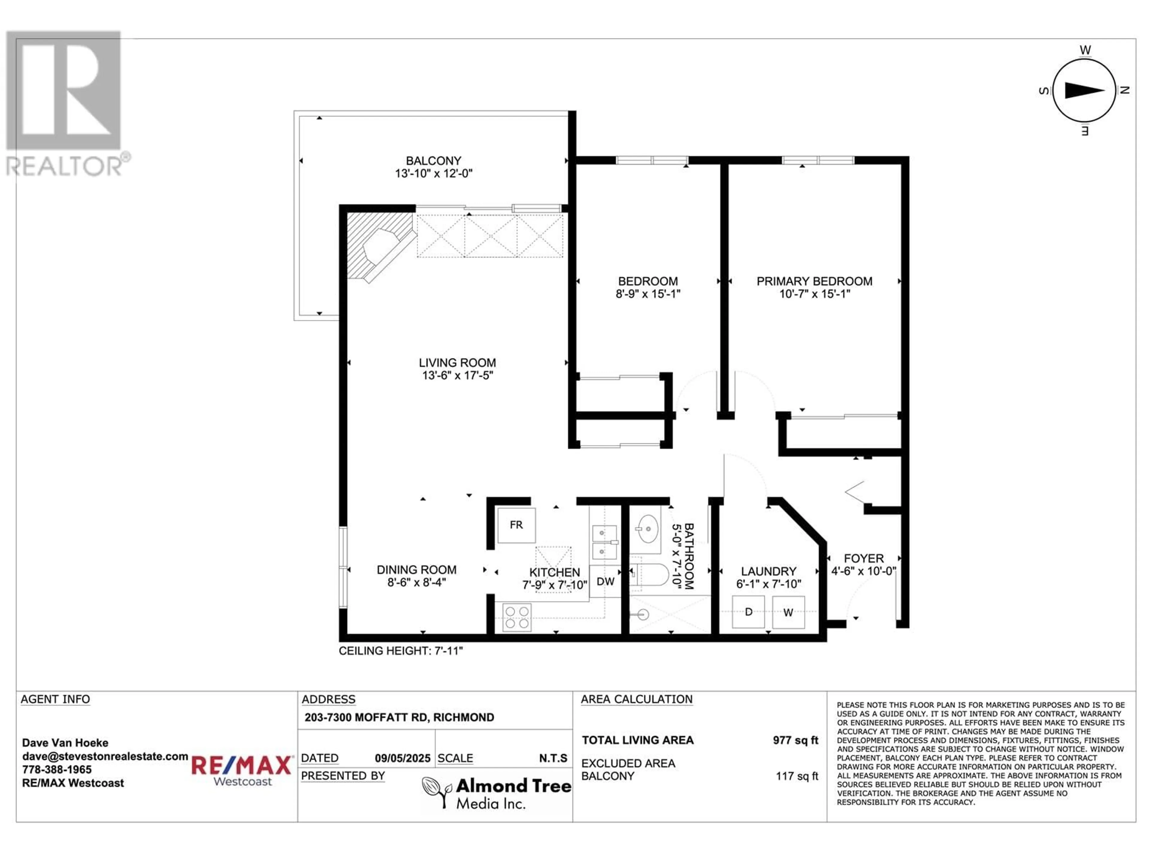 Floor plan for 203 - 7300 MOFFATT ROAD, Richmond British Columbia V6Y1X8