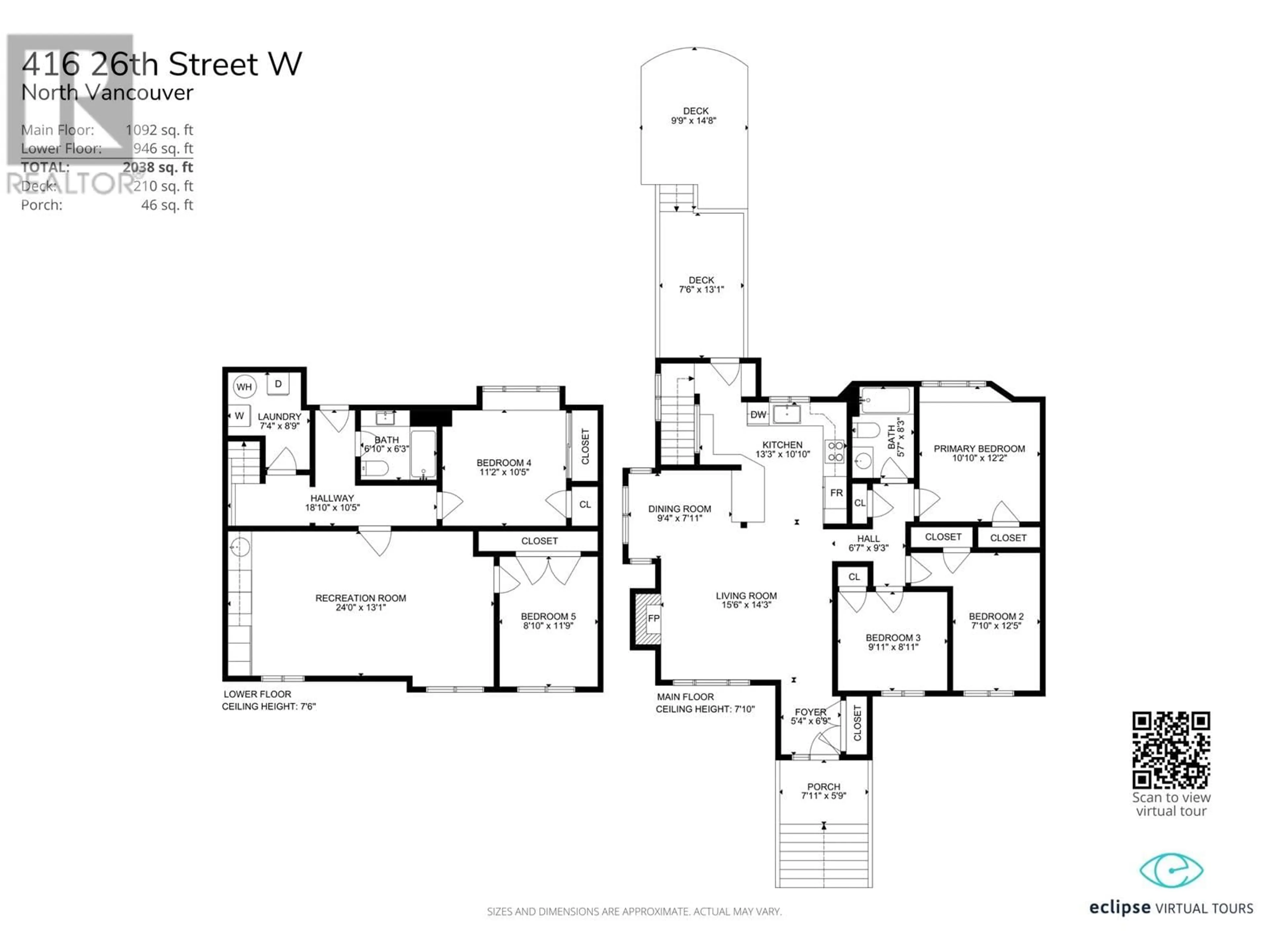 Floor plan for 416 26TH STREET, North Vancouver British Columbia V7N2G8