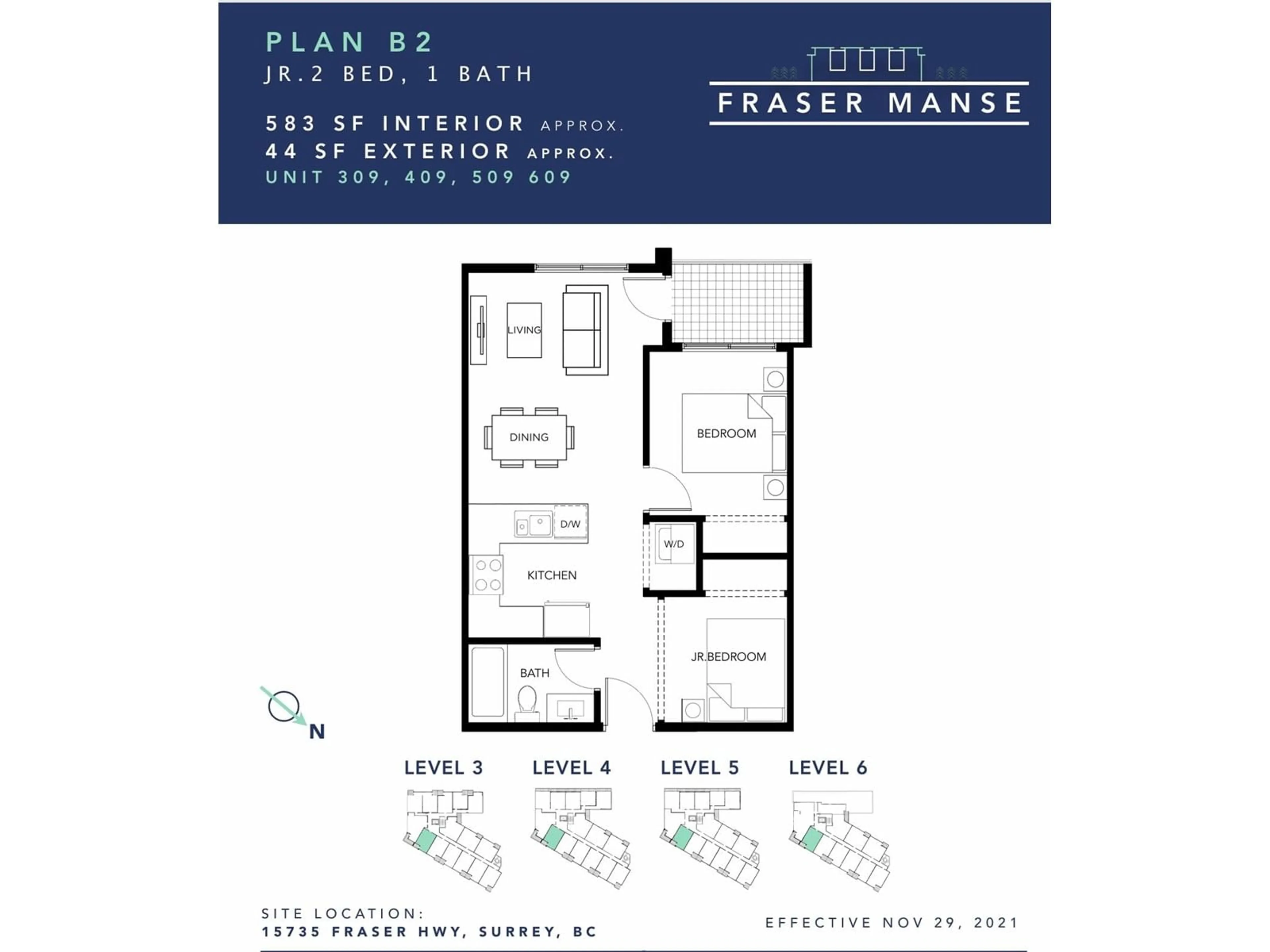 Floor plan for 409 - 15739 FRASER, Surrey British Columbia V4N1G9