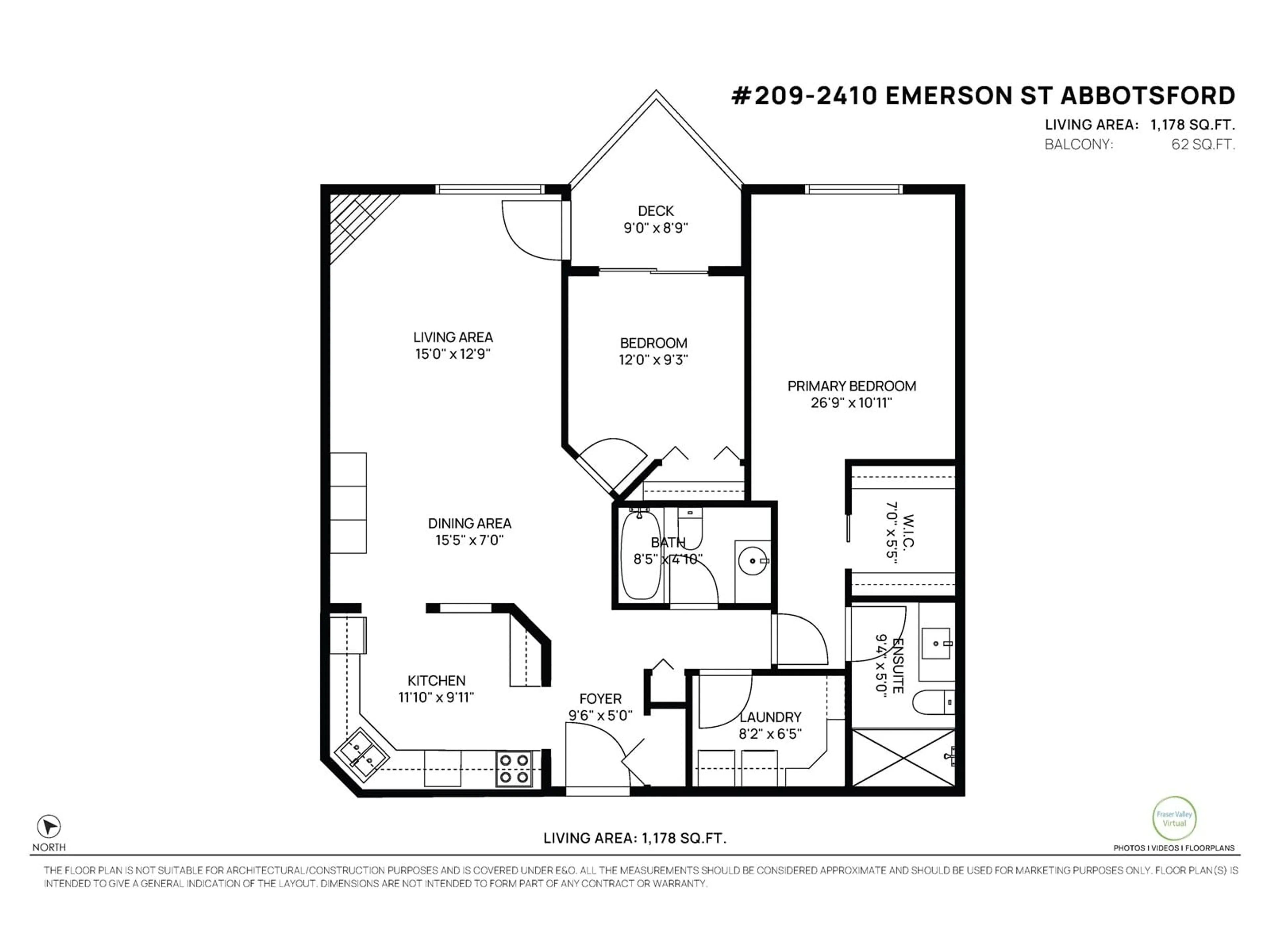 Floor plan for 209 - 2410 EMERSON, Abbotsford British Columbia V2T3J3