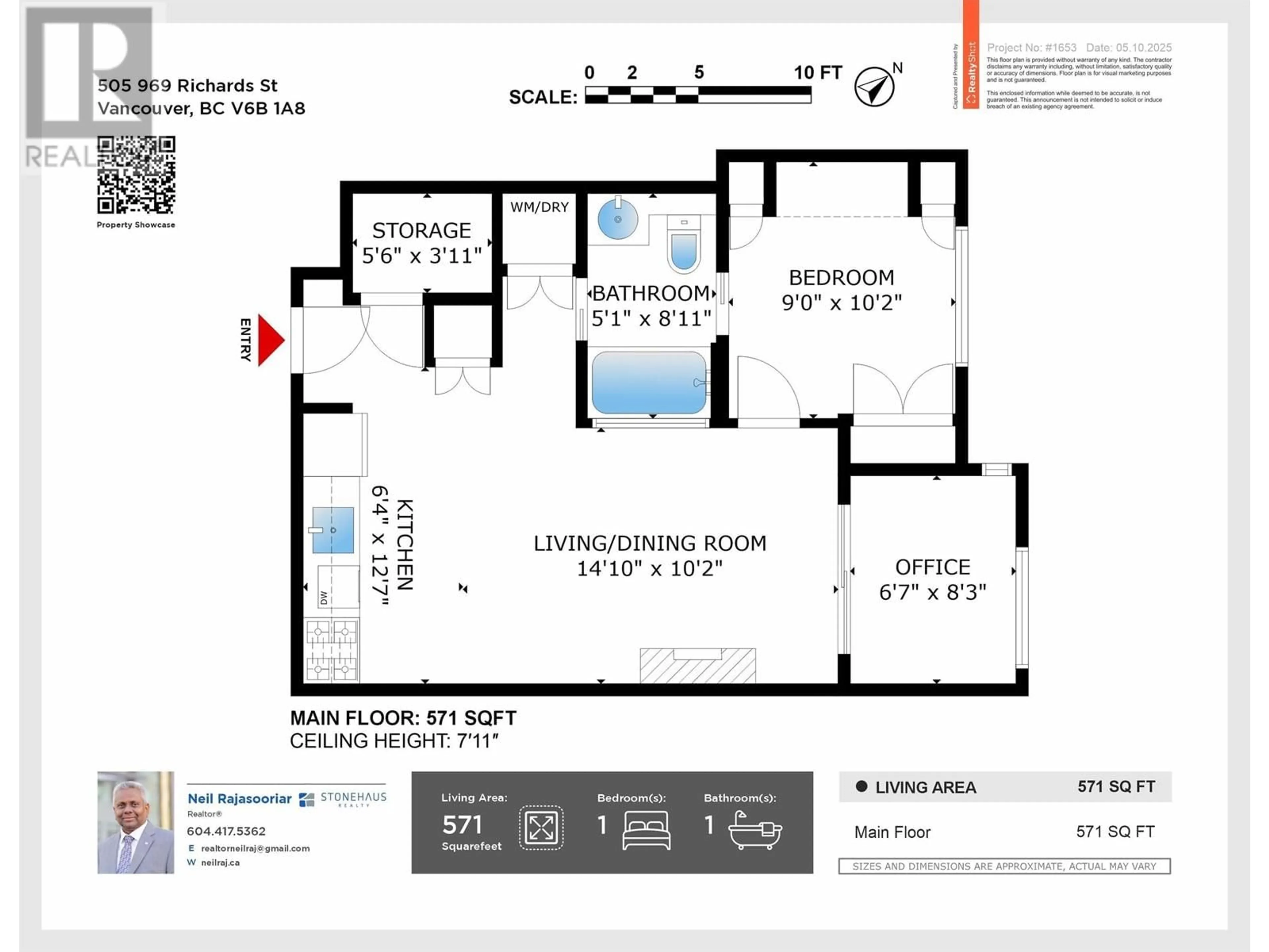 Floor plan for 505 - 969 RICHARDS STREET, Vancouver British Columbia V6B1A8