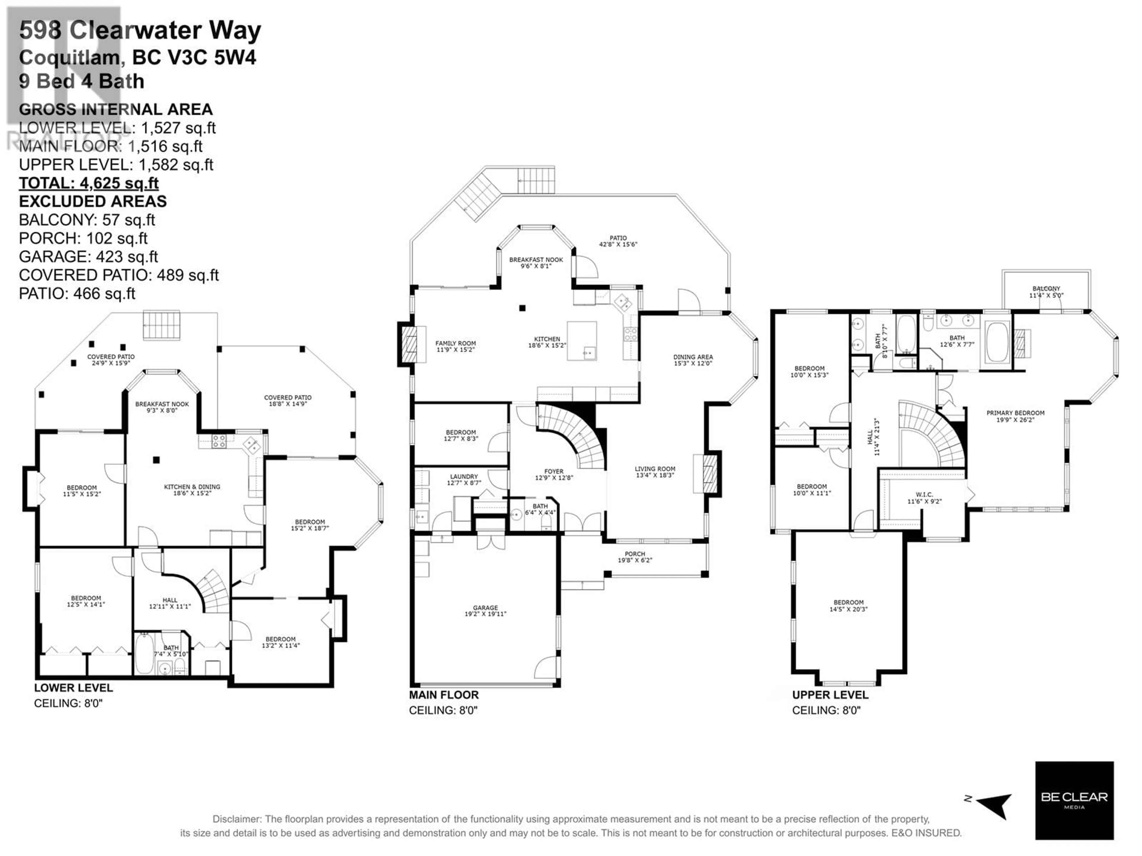 Floor plan for 598 CLEARWATER WAY, Coquitlam British Columbia V3C5W4