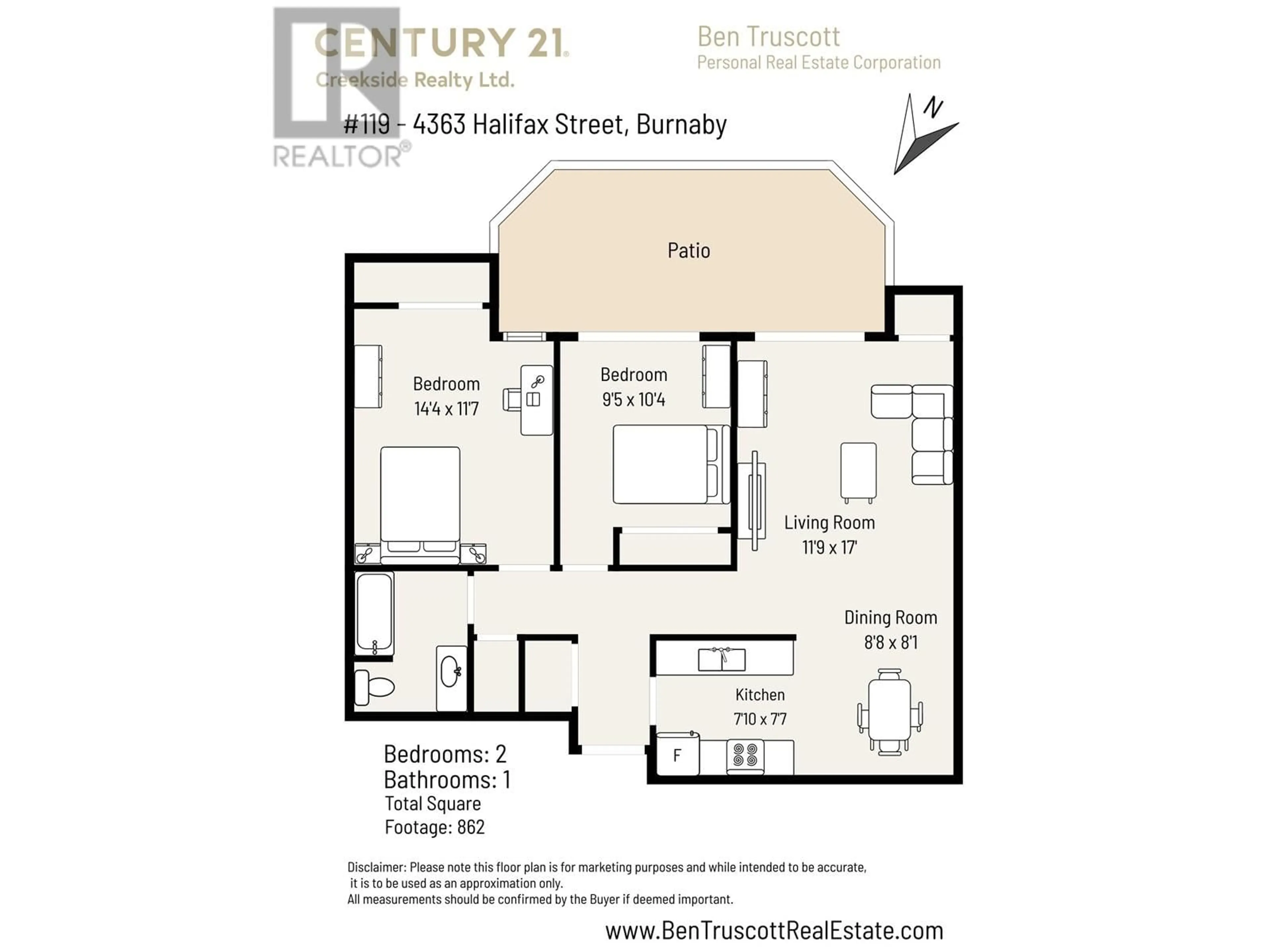 Floor plan for 119 - 4363 HALIFAX STREET, Burnaby British Columbia V5C5Z3