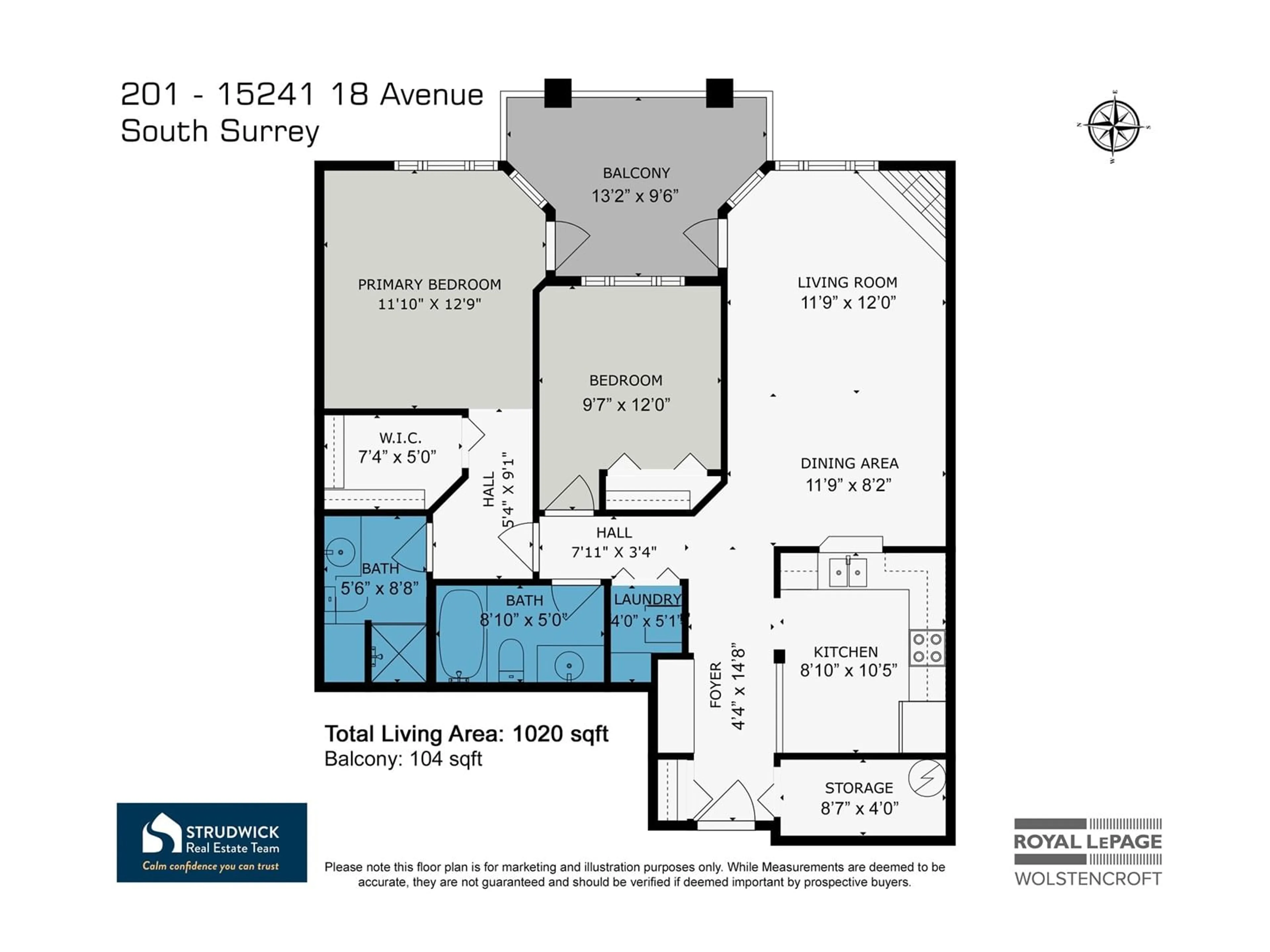 Floor plan for 201 - 15241 18, Surrey British Columbia V4A1W9
