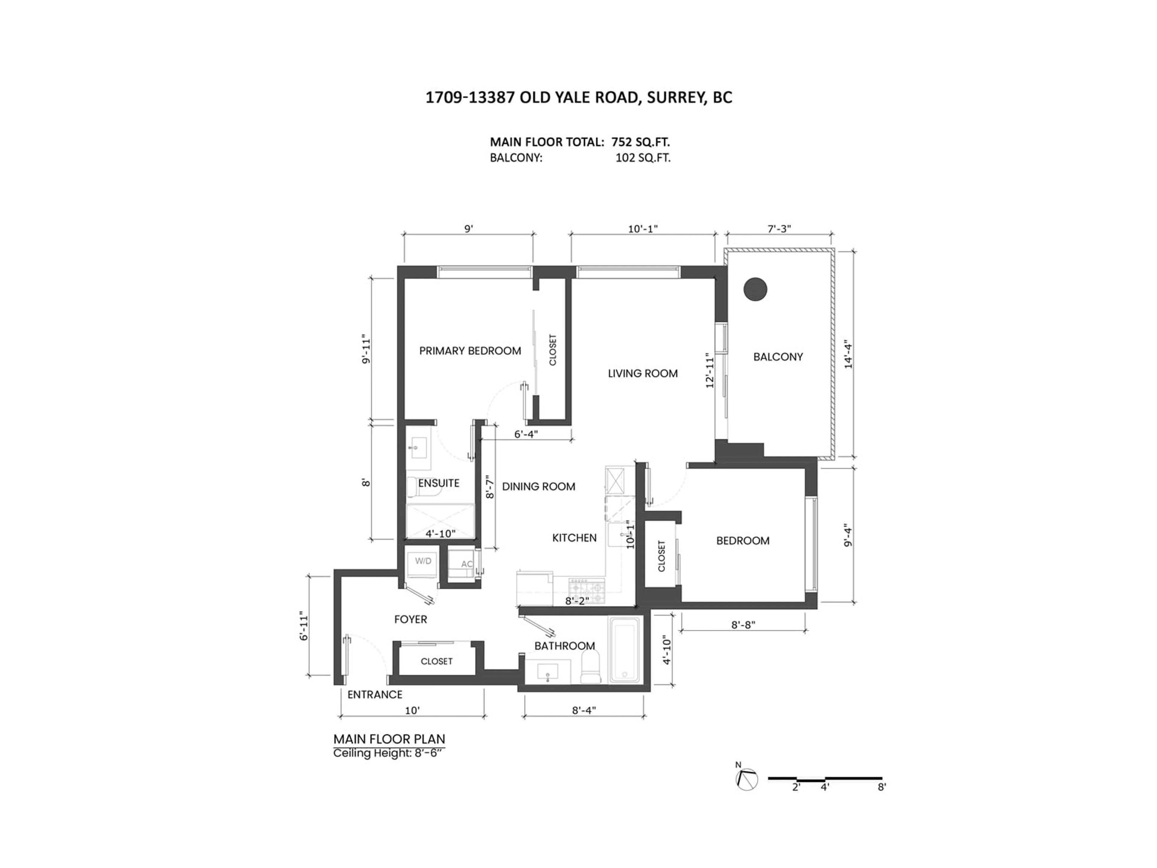 Floor plan for 1709 - 13387 OLD YALE, Surrey British Columbia V3T0S4