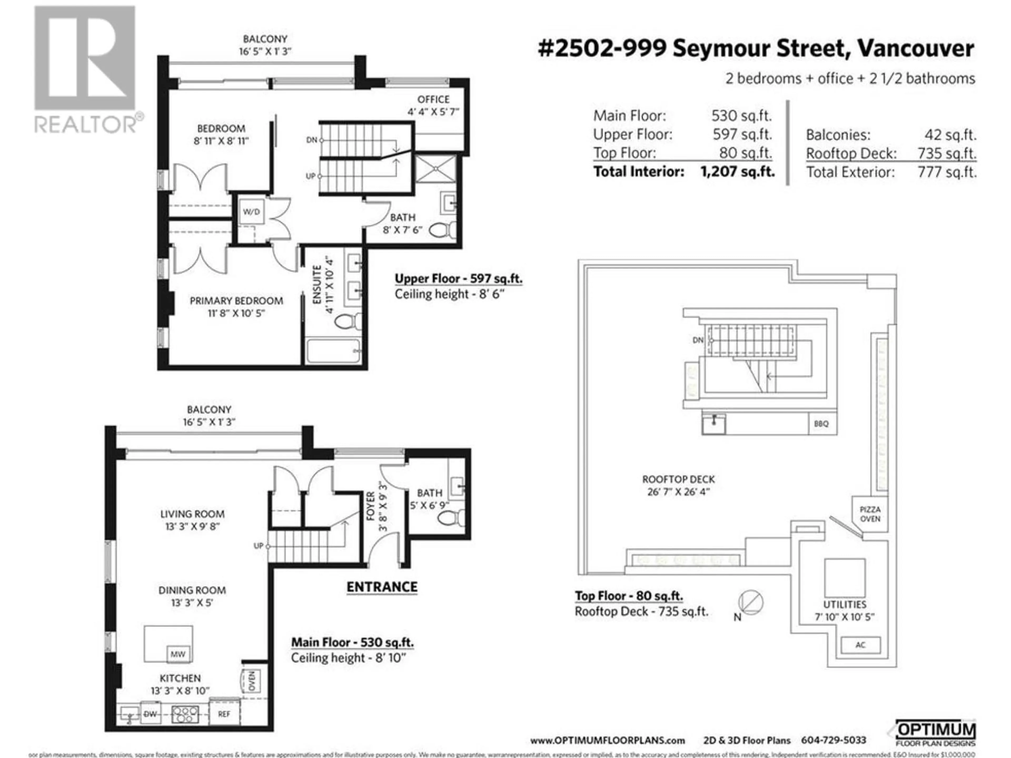 Floor plan for 2502 - 999 SEYMOUR STREET, Vancouver British Columbia V6B0M5