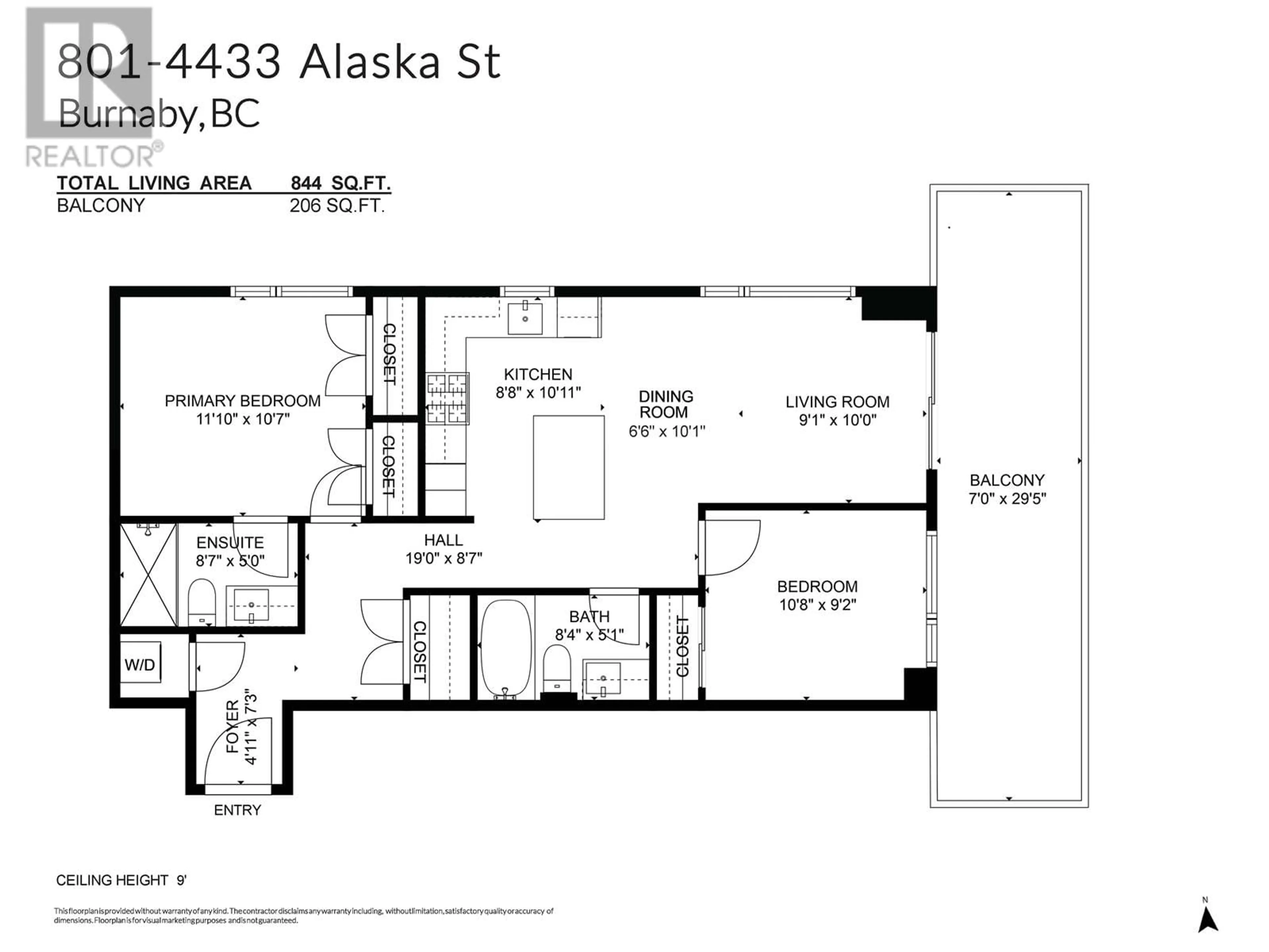 Floor plan for 801 - 4433 ALASKA STREET, Burnaby British Columbia V5C5T3