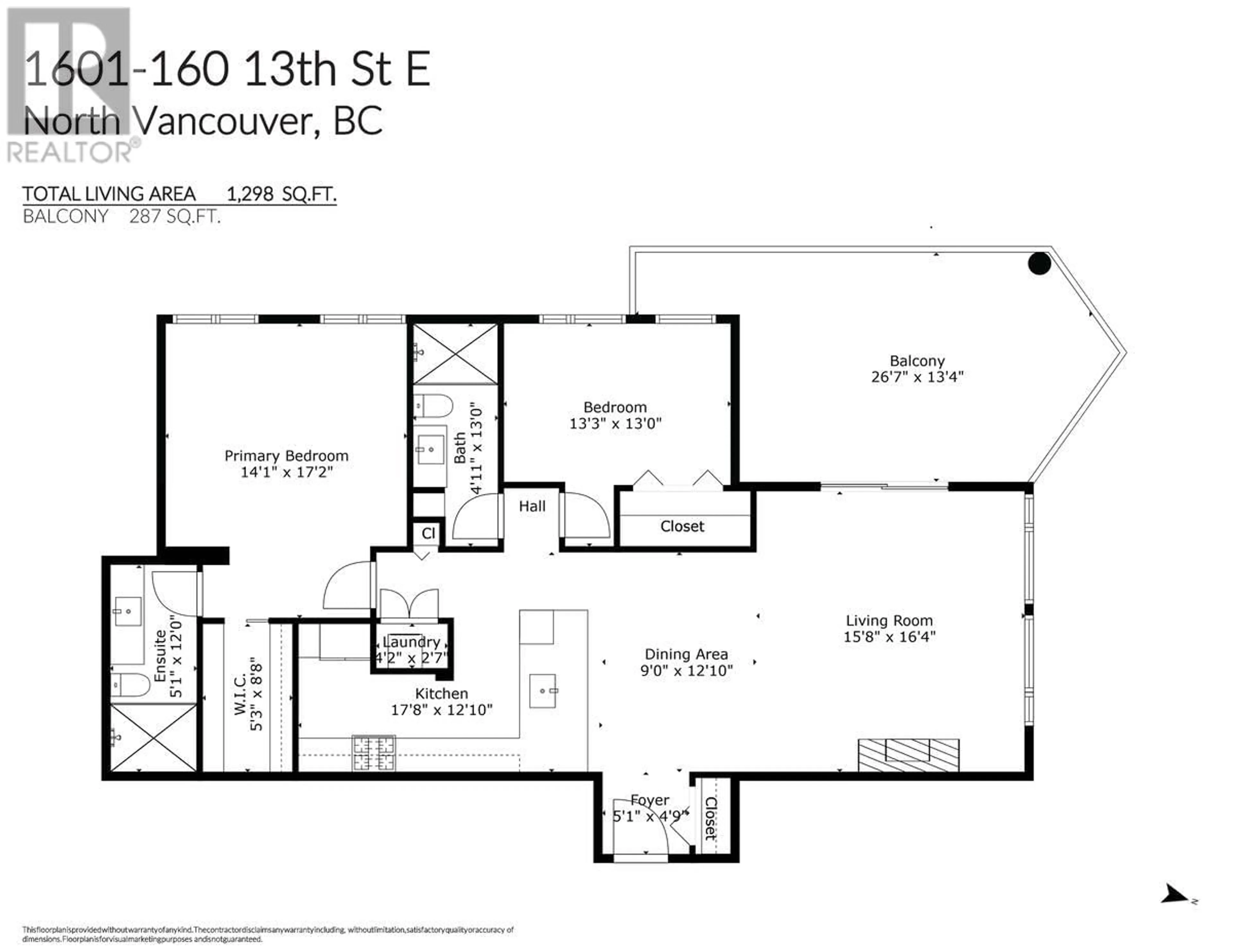 Floor plan for 1601 - 160 13TH STREET, North Vancouver British Columbia V7L2L5