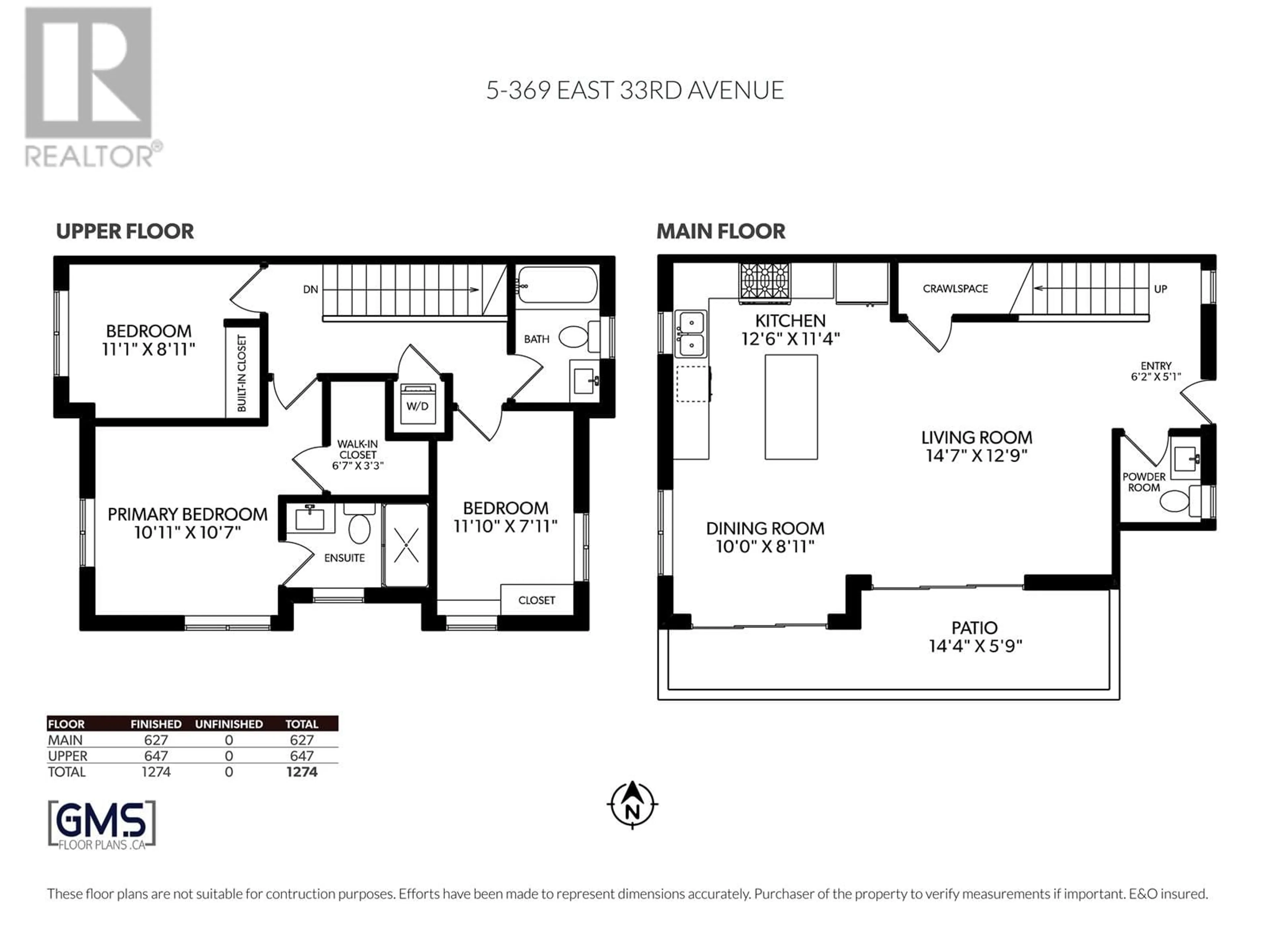 Floor plan for 5 - 369 33RD AVENUE, Vancouver British Columbia V5V2Z8