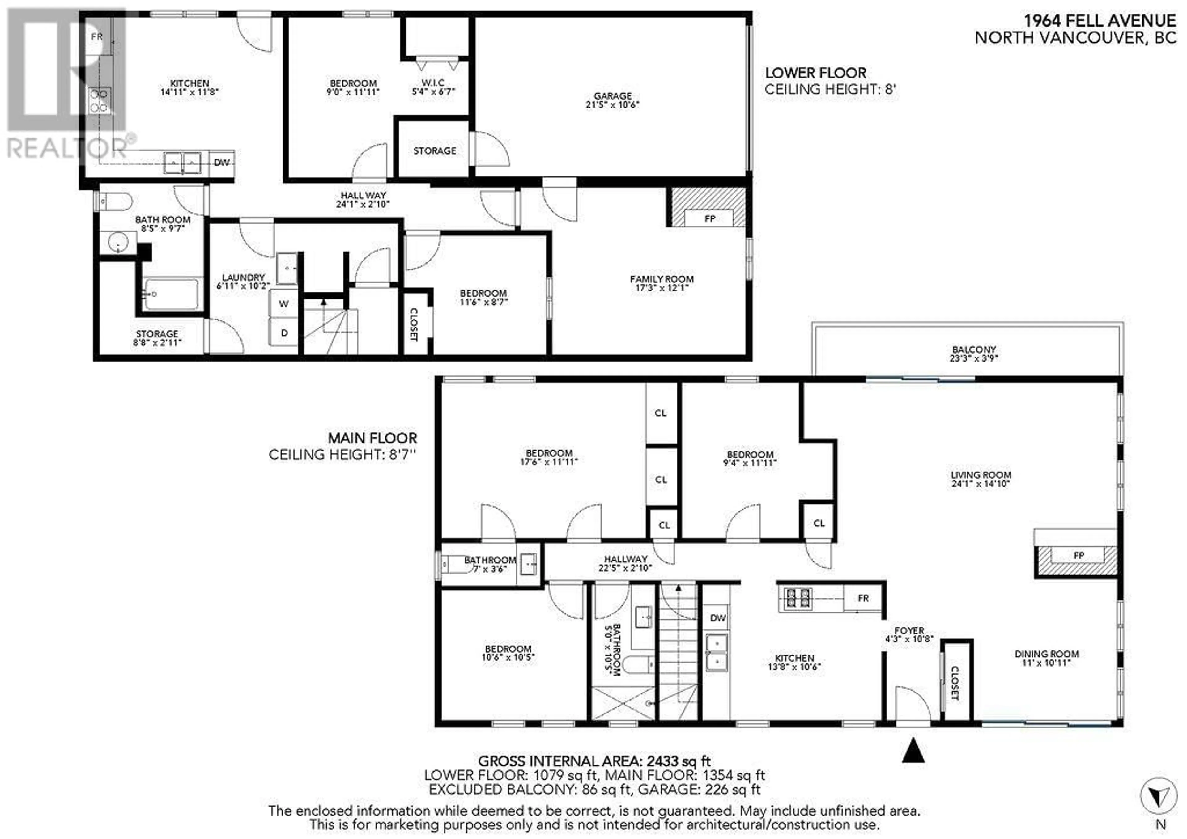 Floor plan for 1964 FELL AVENUE, North Vancouver British Columbia V7P2K6