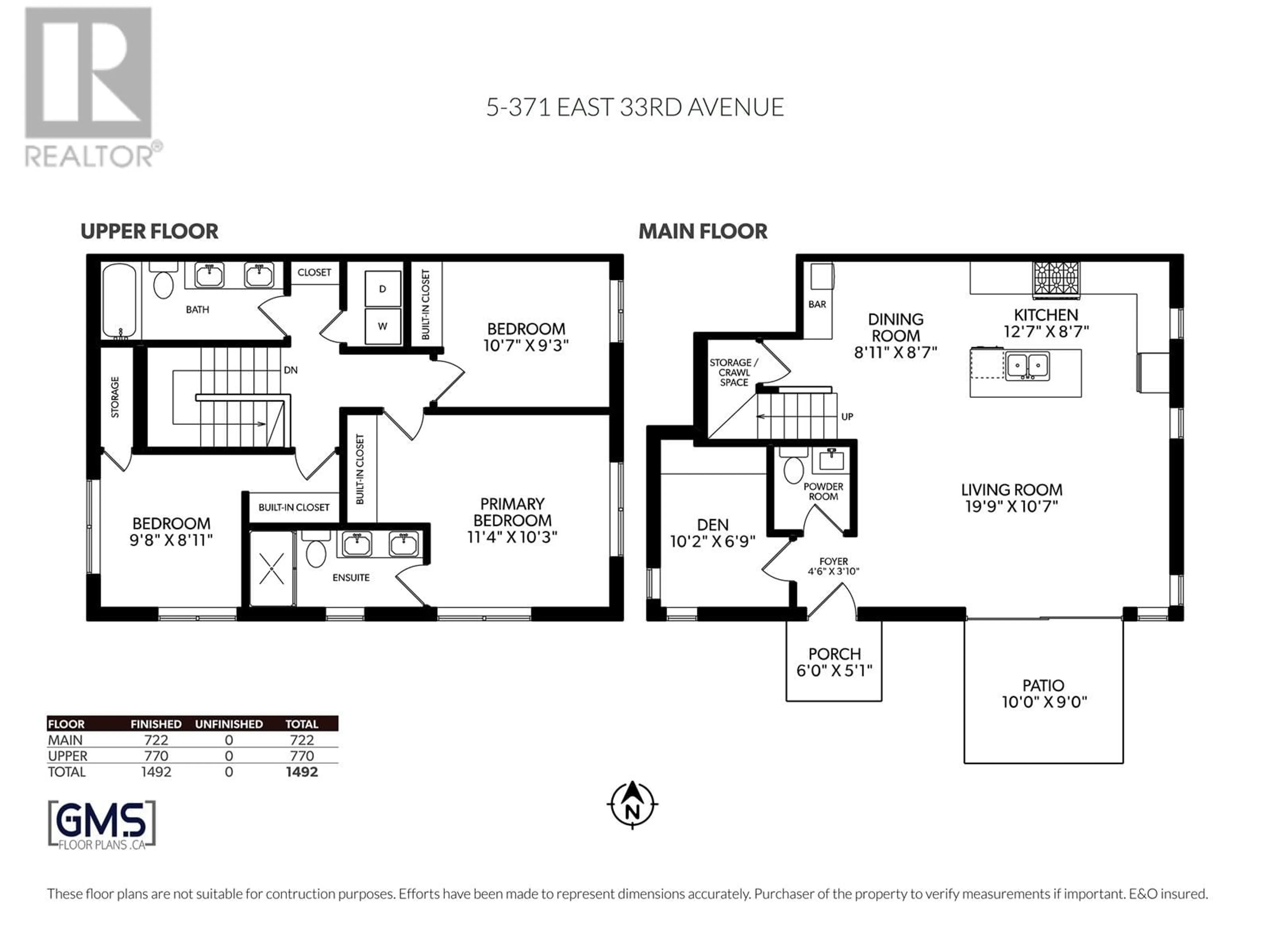 Floor plan for 5 - 371 33RD AVENUE, Vancouver British Columbia V5V2Z8