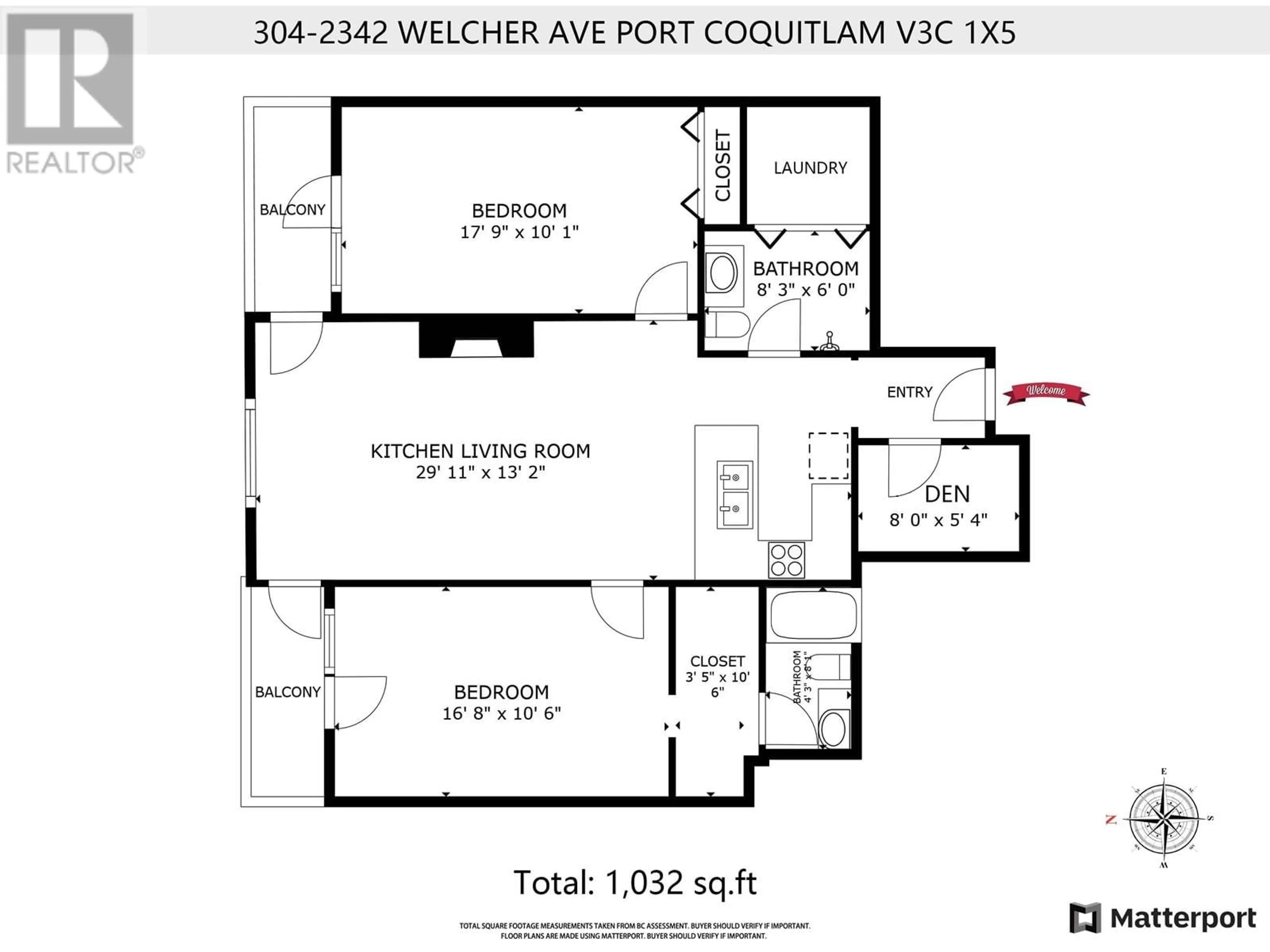 Floor plan for 304 - 2342 WELCHER AVENUE, Port Coquitlam British Columbia V3C1X5