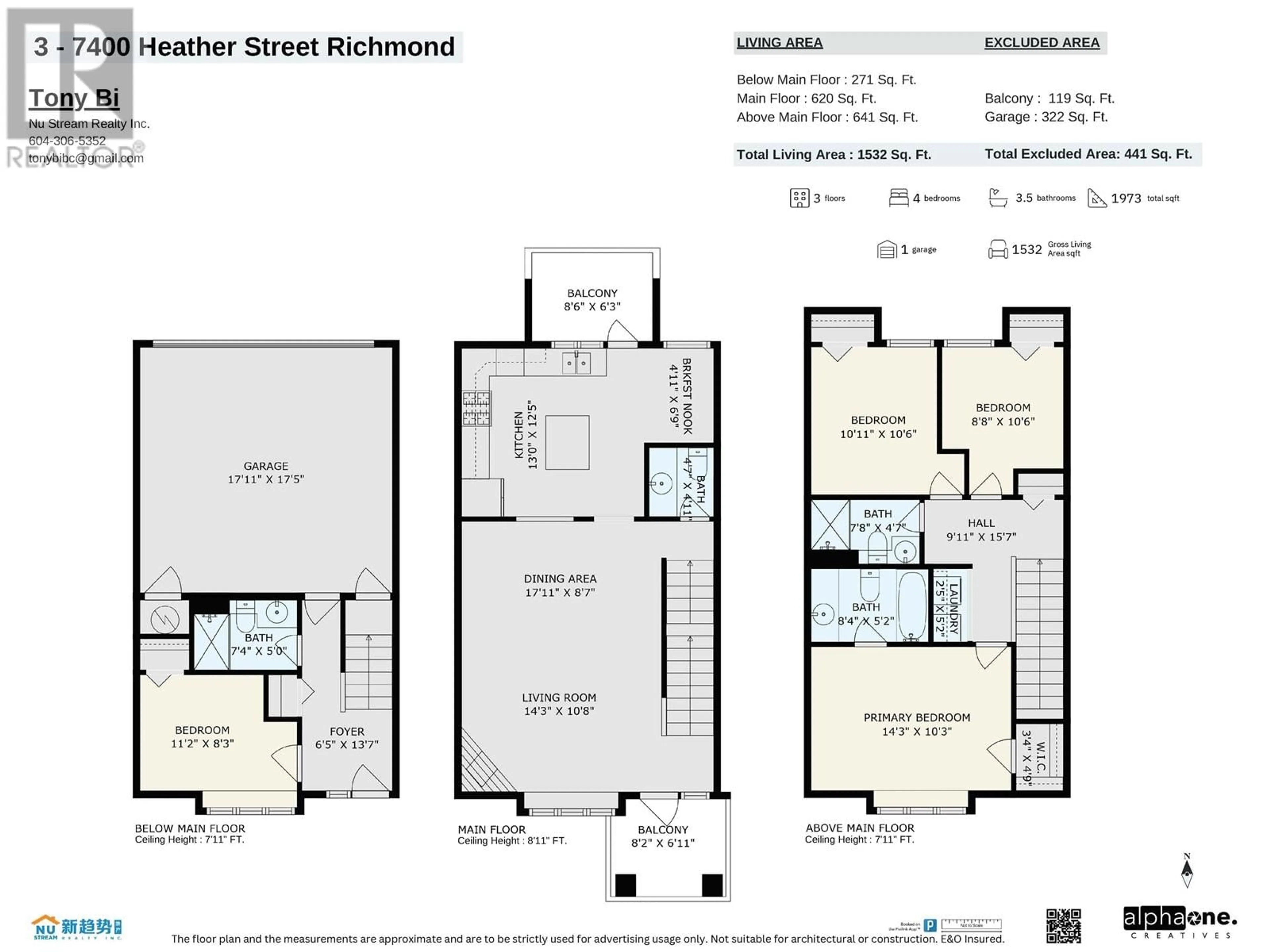 Floor plan for 3 - 7400 HEATHER STREET, Richmond British Columbia V6Y2P6