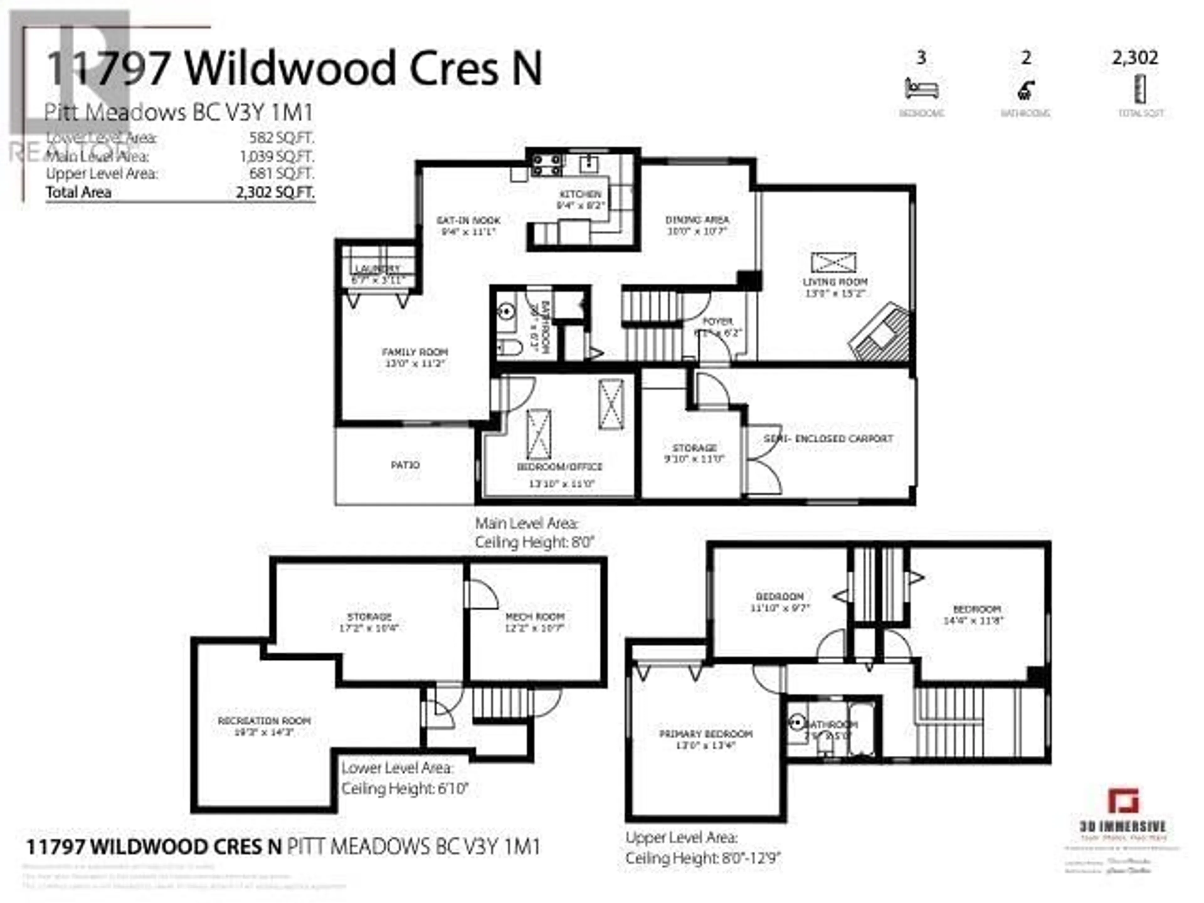 Floor plan for 11797 WILDWOOD CRESCENT, Pitt Meadows British Columbia V3Y1M1