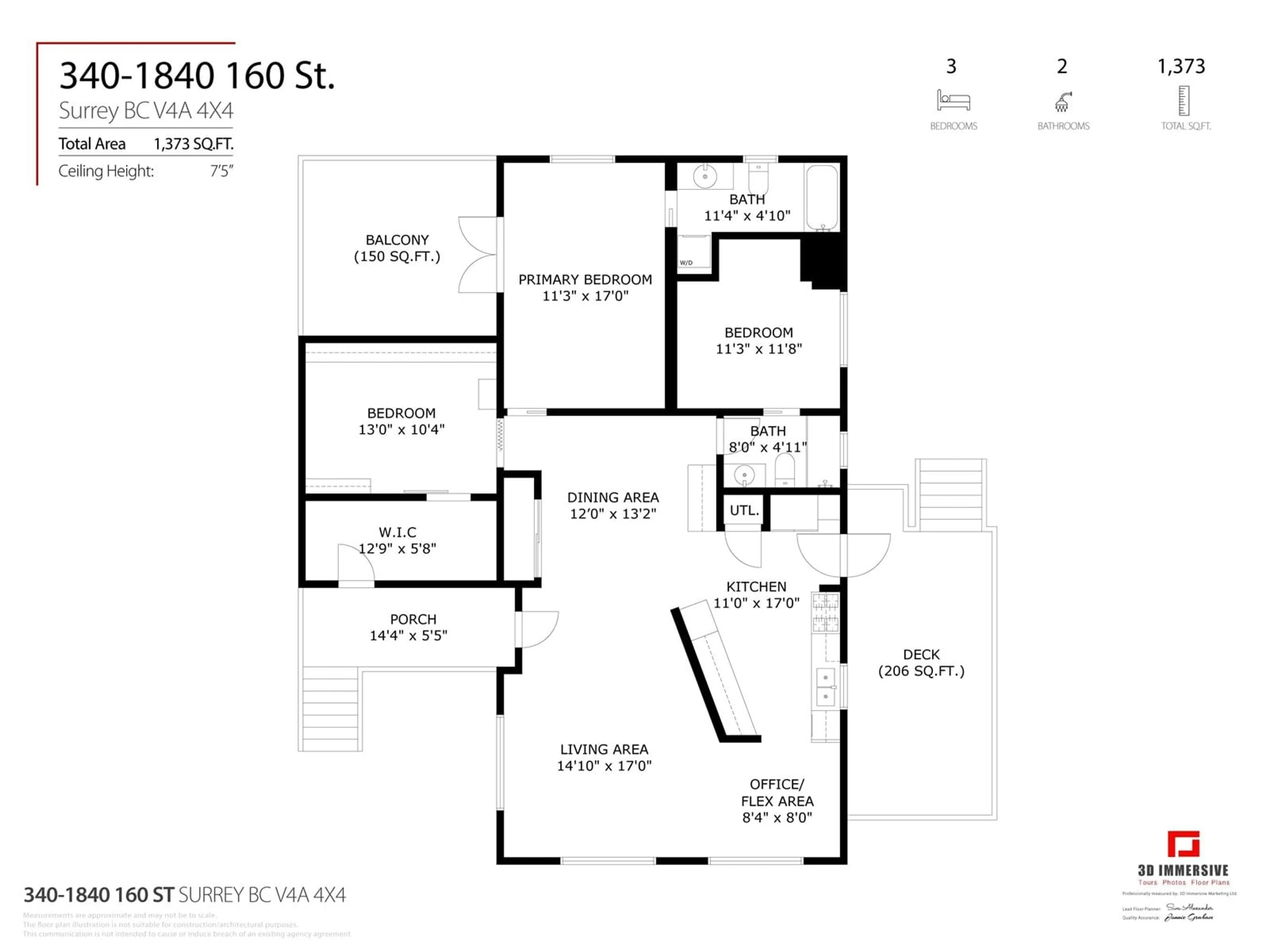 Floor plan for 340 - 1840 160, Surrey British Columbia V4A4X4