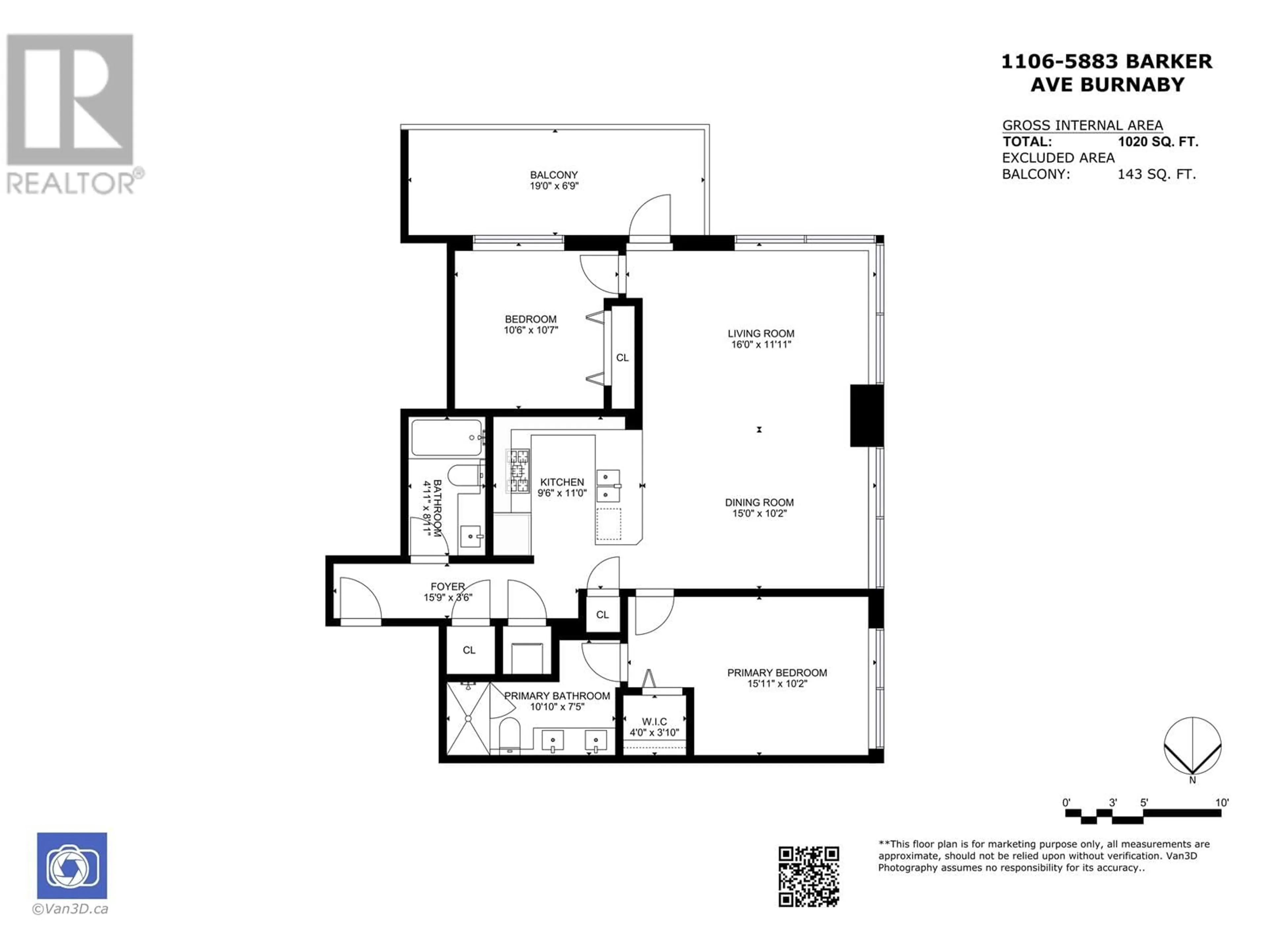 Floor plan for 1106 - 5883 BARKER AVENUE, Burnaby British Columbia V5H0G4