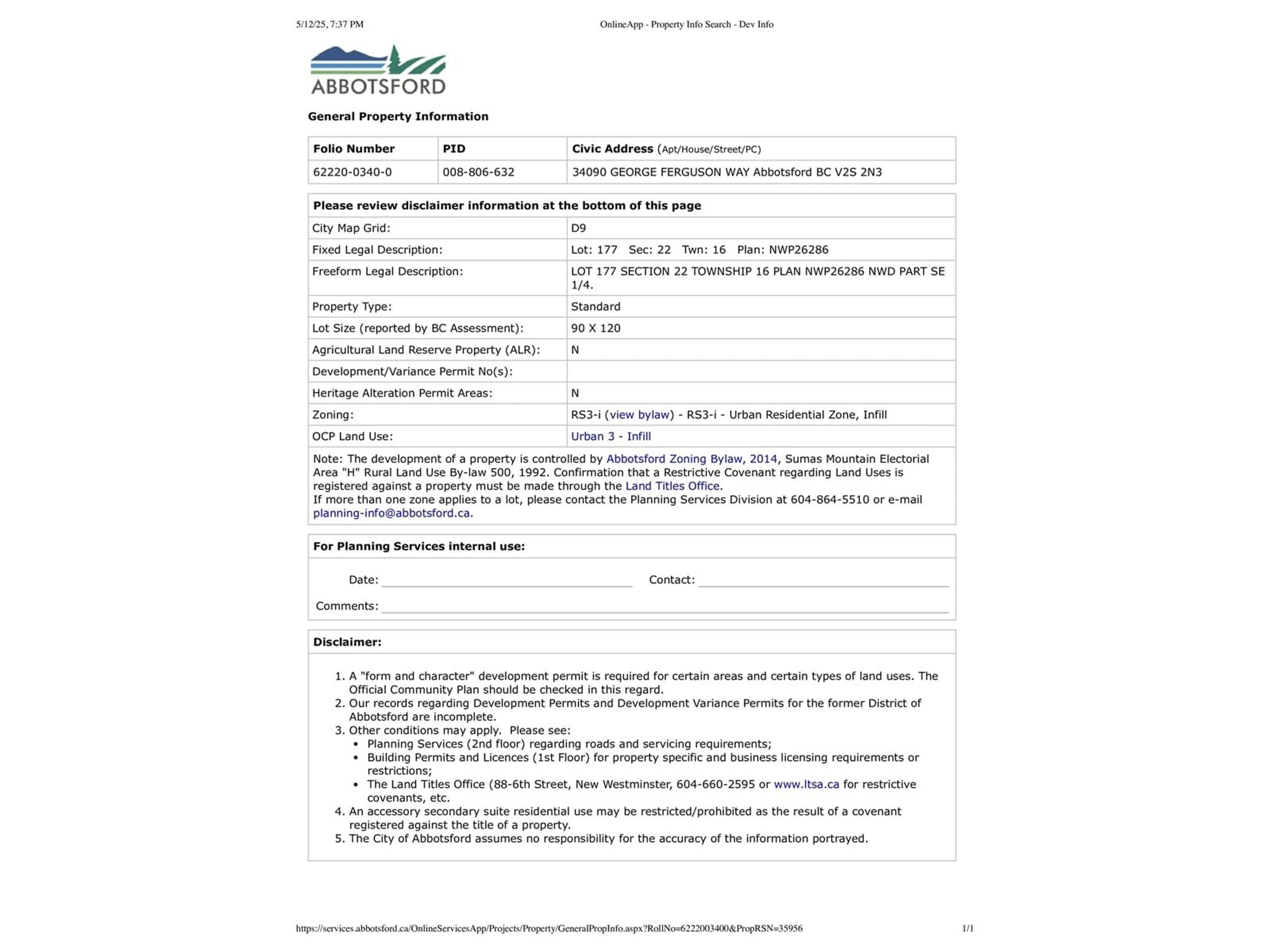 Floor plan for 34090 GEORGE FERGUSON, Abbotsford British Columbia V2S2N3