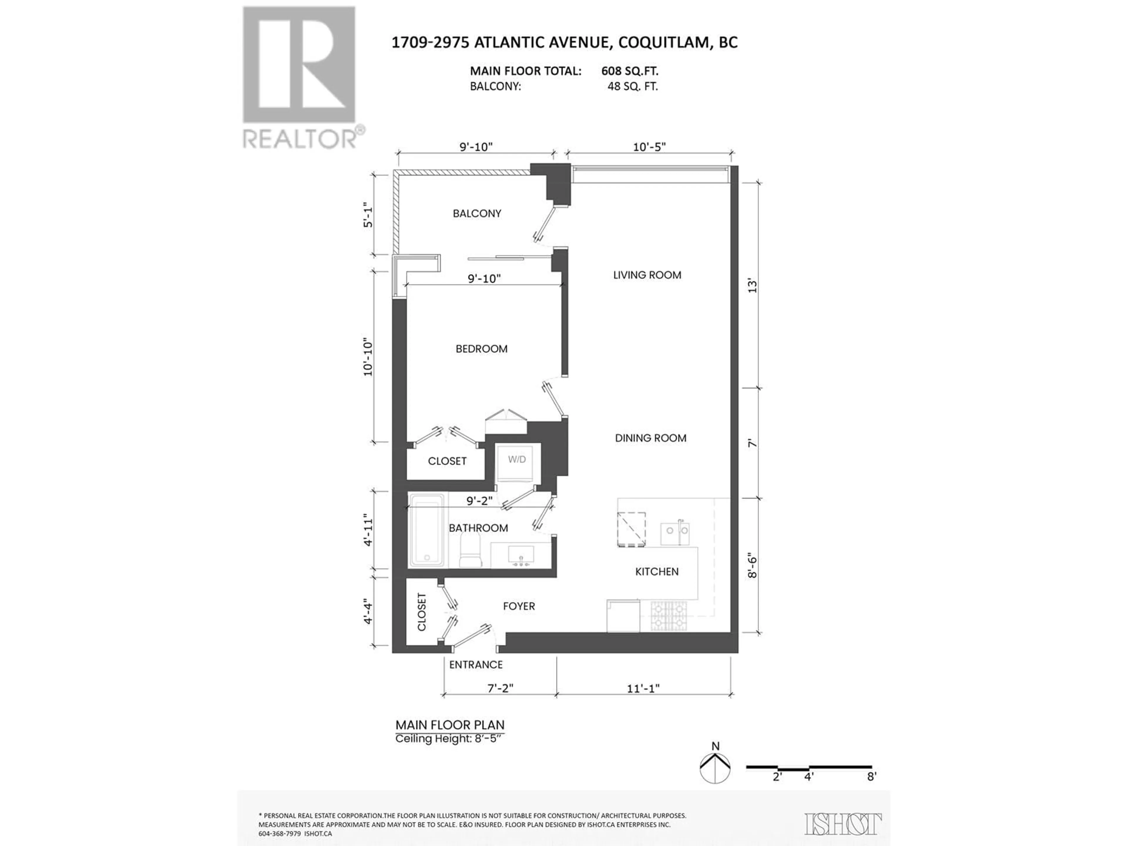 Floor plan for 1709 - 2975 ATLANTIC AVENUE, Coquitlam British Columbia V3B0C6