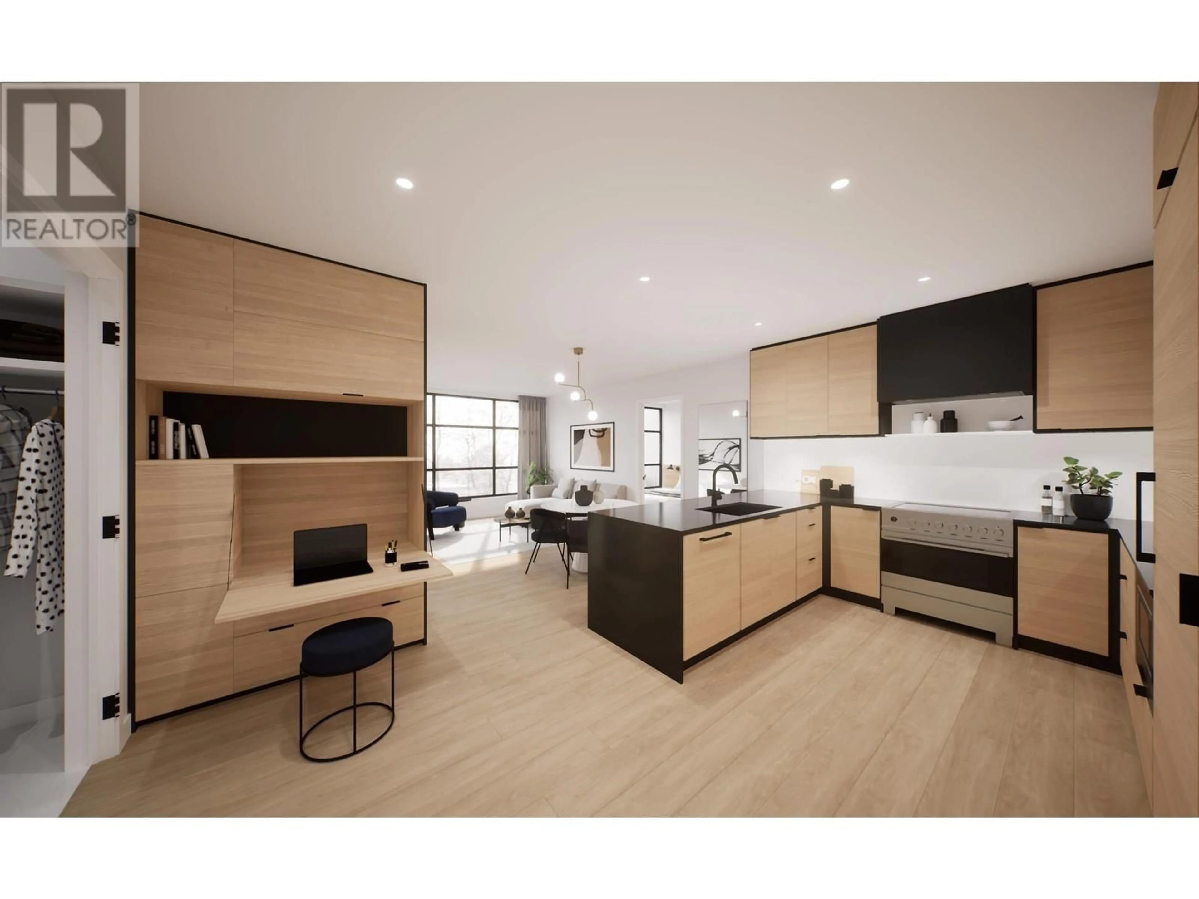 Open concept kitchen, wood/laminate floor for 402 - 6485 MANITOBA STREET, Vancouver British Columbia V0V0V0