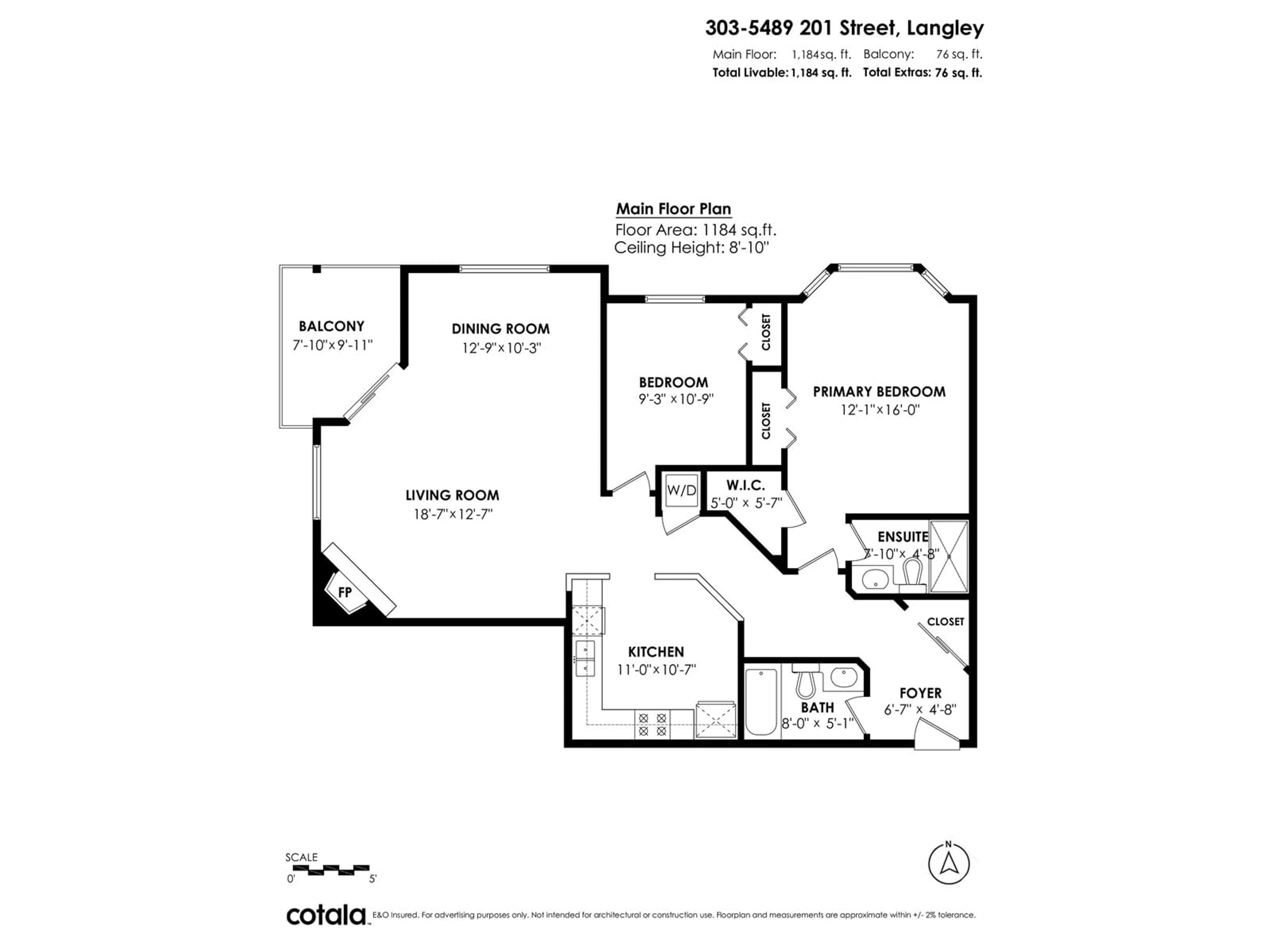 Floor plan for 303 - 5489 201, Langley British Columbia V3A1P8