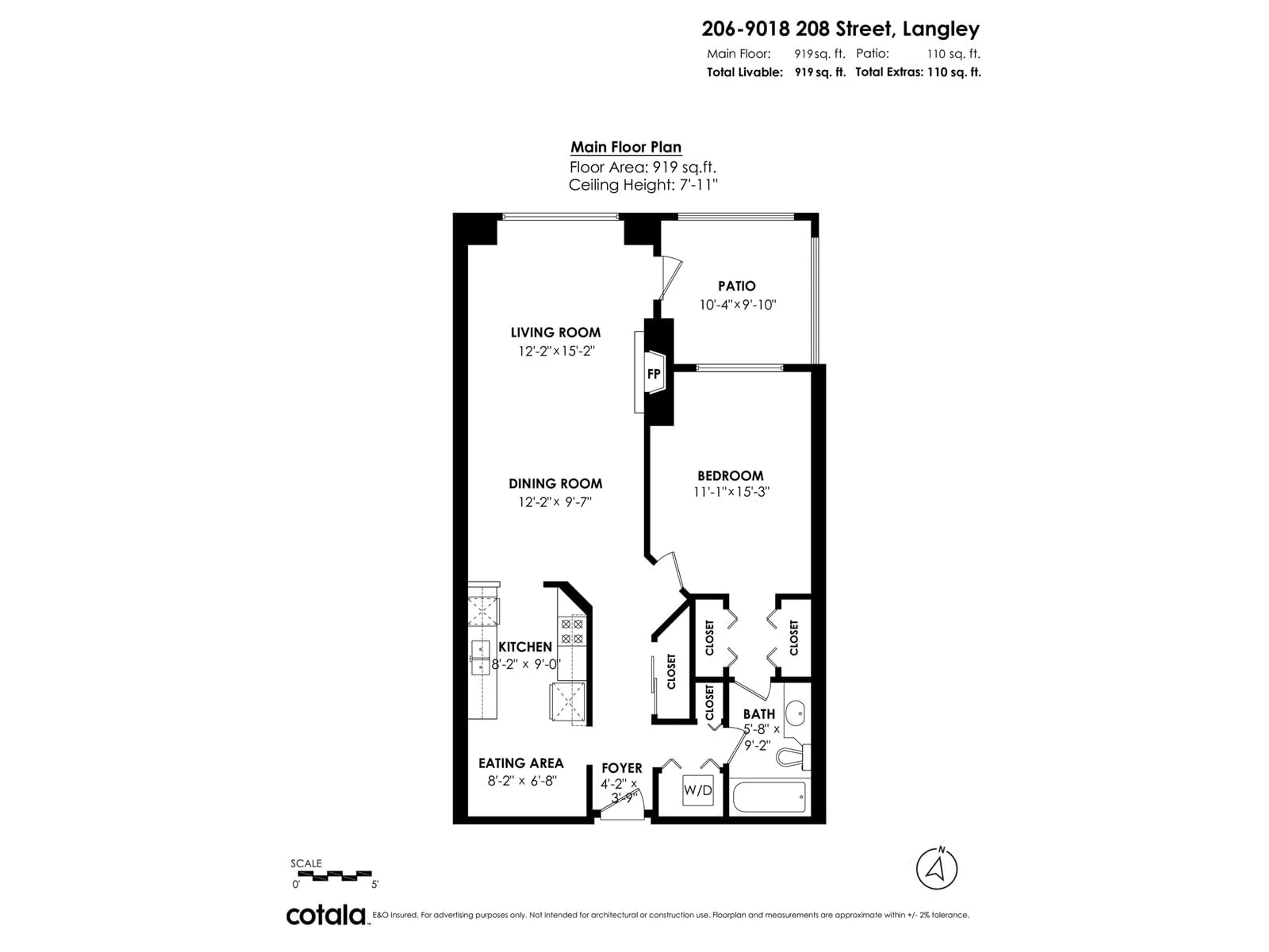 Floor plan for 206 - 9018 208, Langley British Columbia V1M2Y8