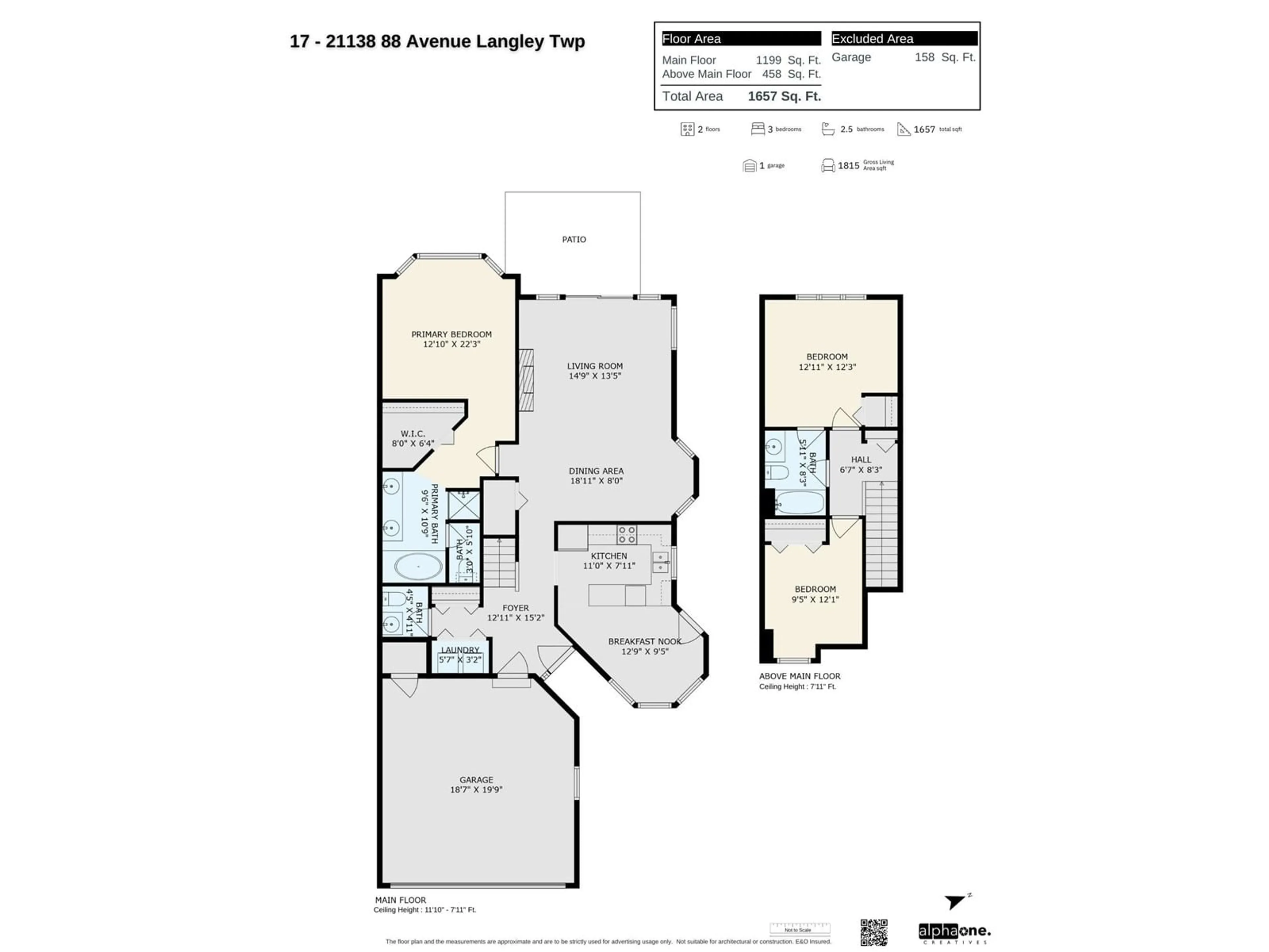 Floor plan for 17 - 21138 88TH, Langley British Columbia V1M2G7