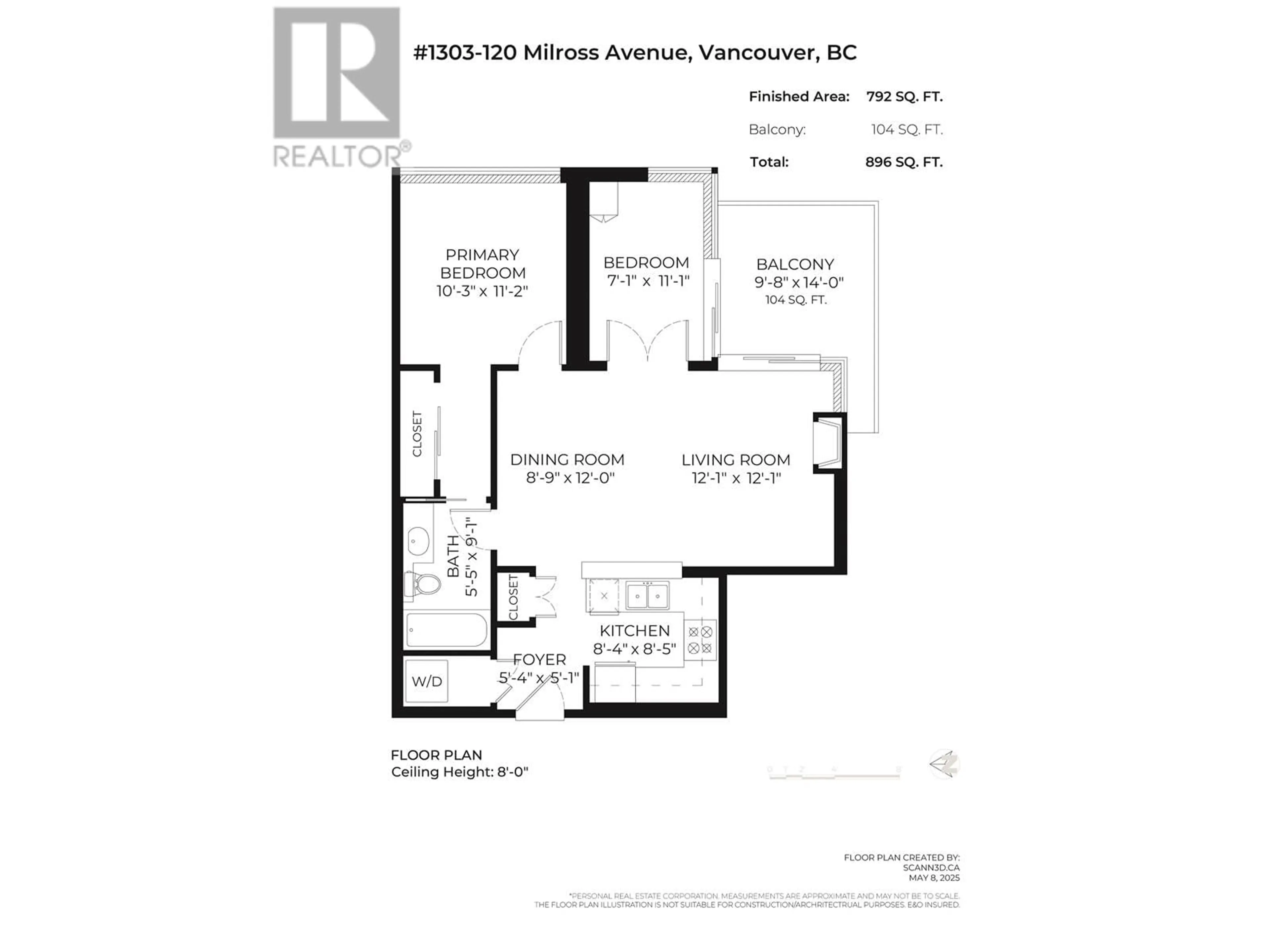 Floor plan for 1303 - 120 MILROSS AVENUE, Vancouver British Columbia V6A4K7