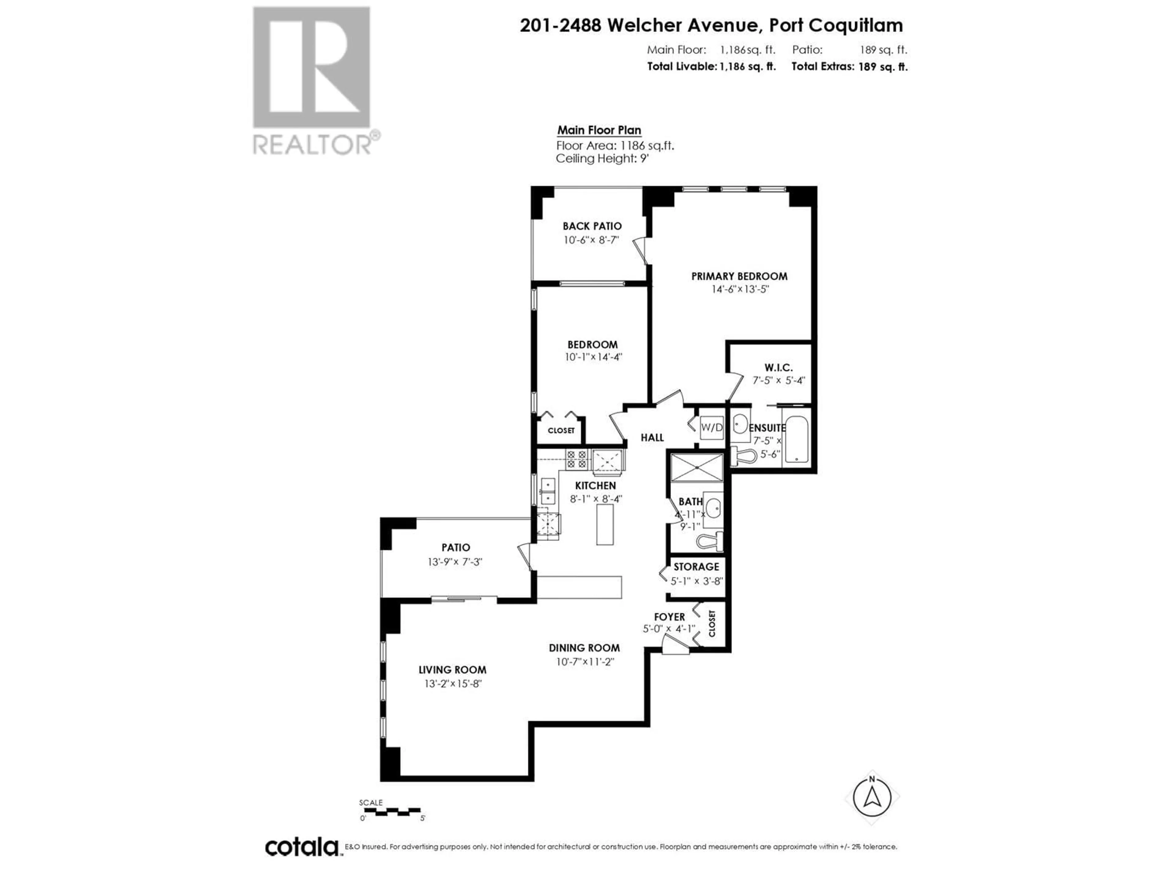 Floor plan for 201 - 2488 WELCHER AVENUE, Port Coquitlam British Columbia V3C1X7
