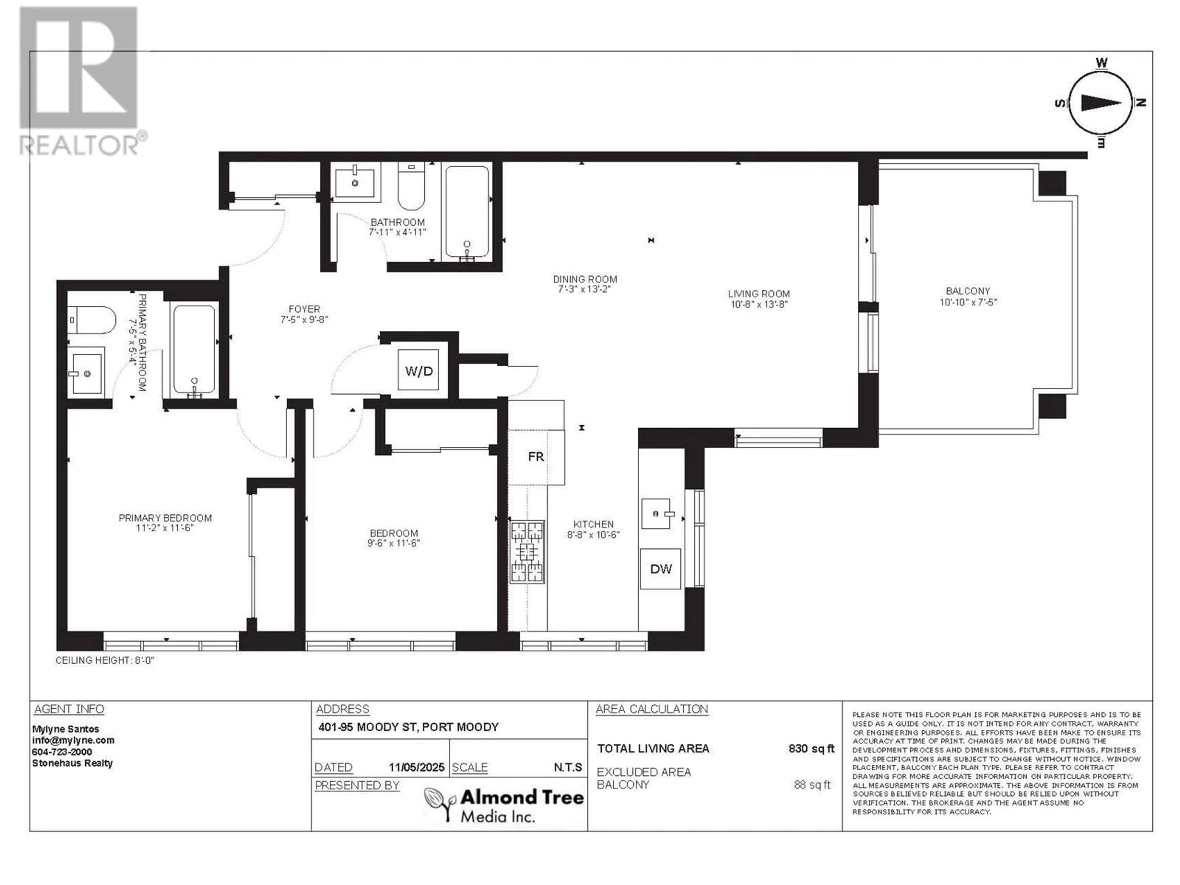 Floor plan for 401 - 95 MOODY STREET, Port Moody British Columbia V3H0H2
