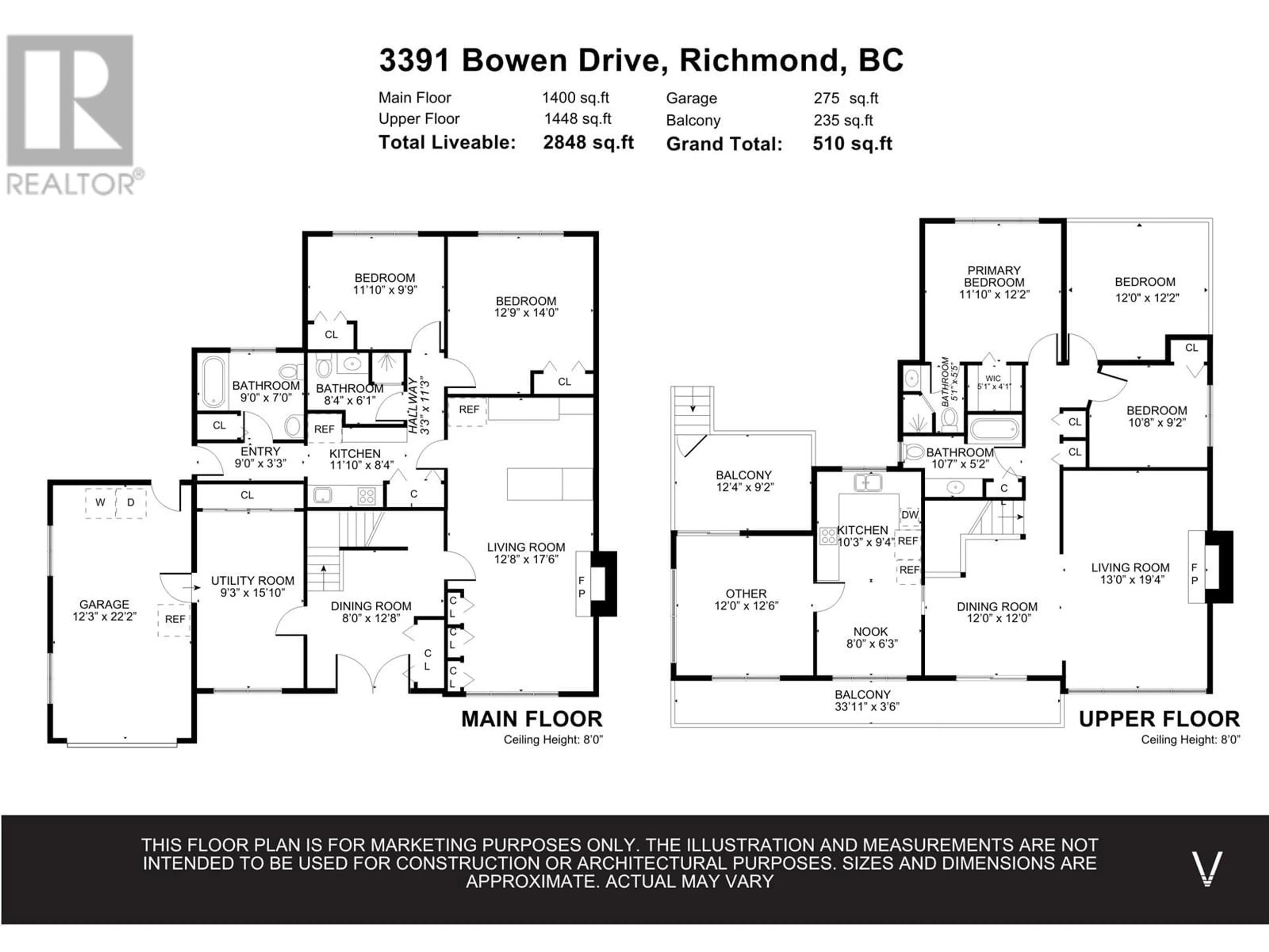 Floor plan for 3391 BOWEN DRIVE, Richmond British Columbia V7C4C6