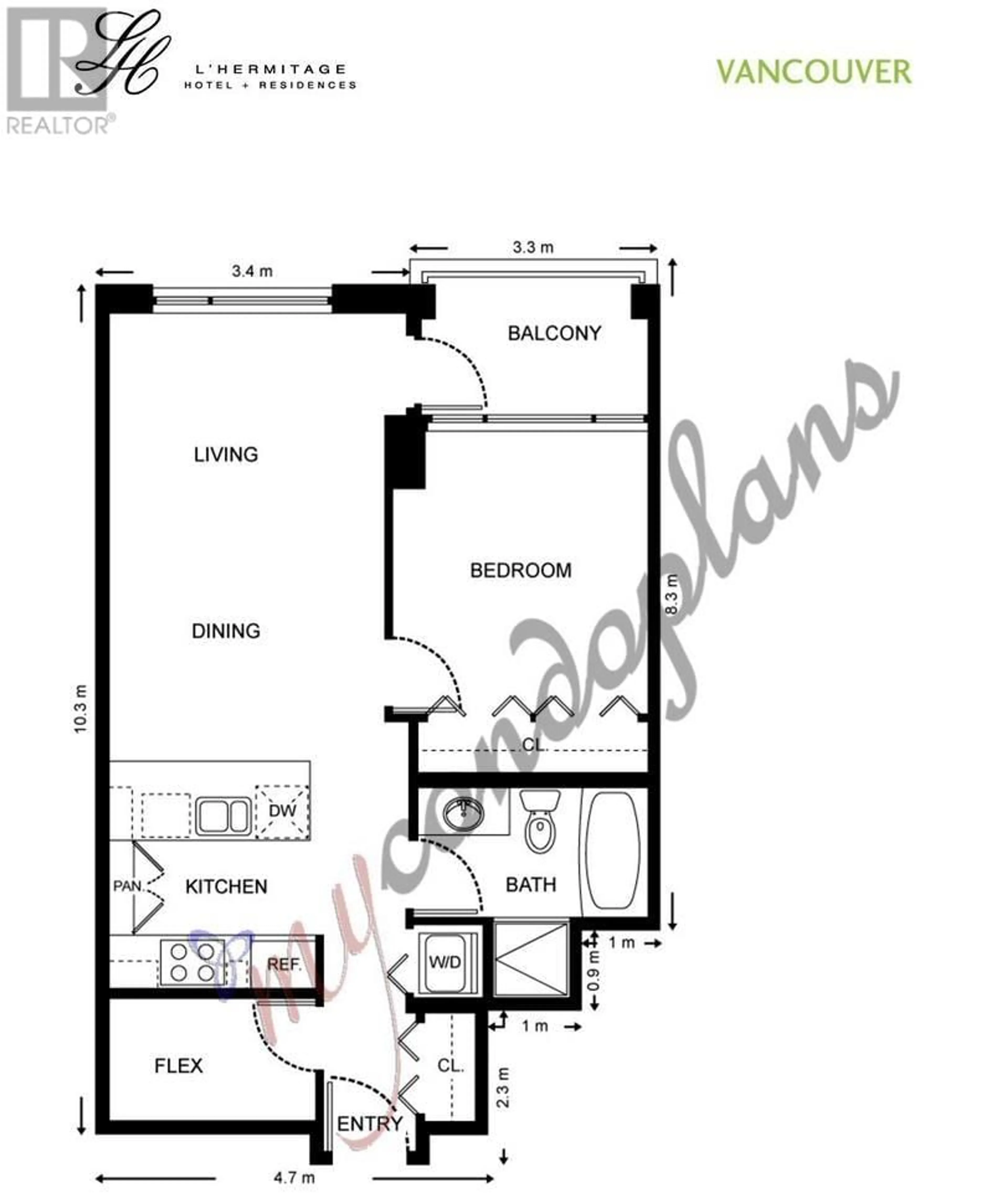 Floor plan for 2005 - 788 RICHARDS STREET, Vancouver British Columbia V6B0C7