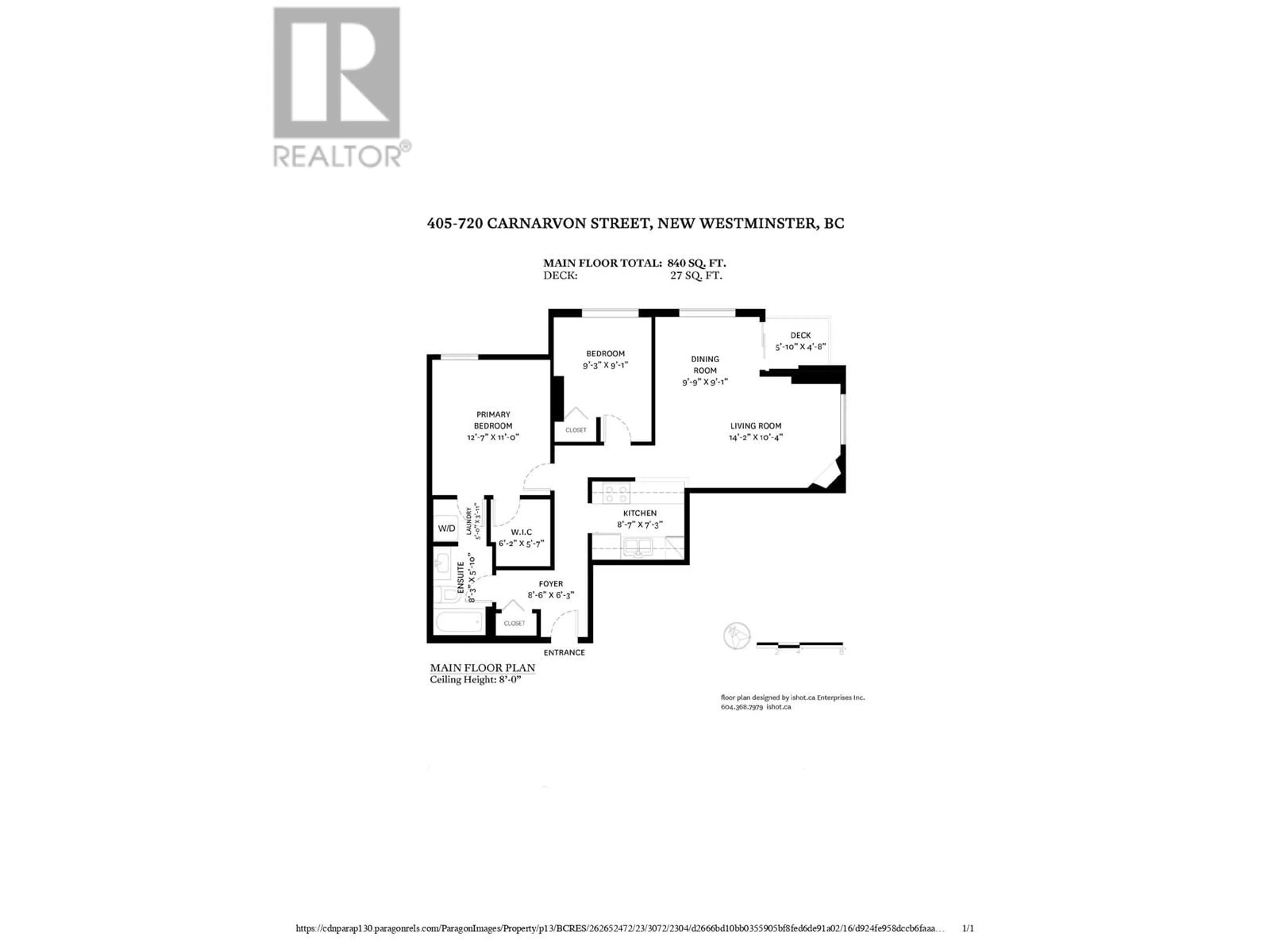 Floor plan for 405 - 720 CARNARVON STREET, New Westminster British Columbia V3M6V4