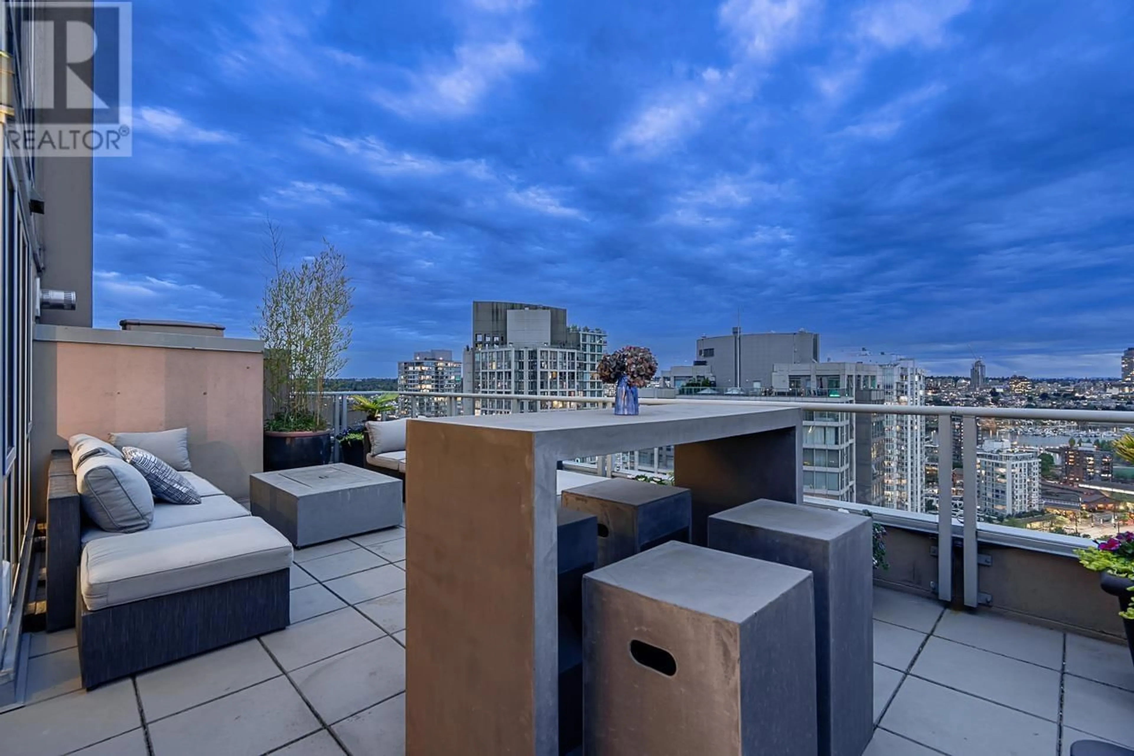 Patio, city buildings view from balcony for PH4 - 950 CAMBIE STREET, Vancouver British Columbia V6B5X5