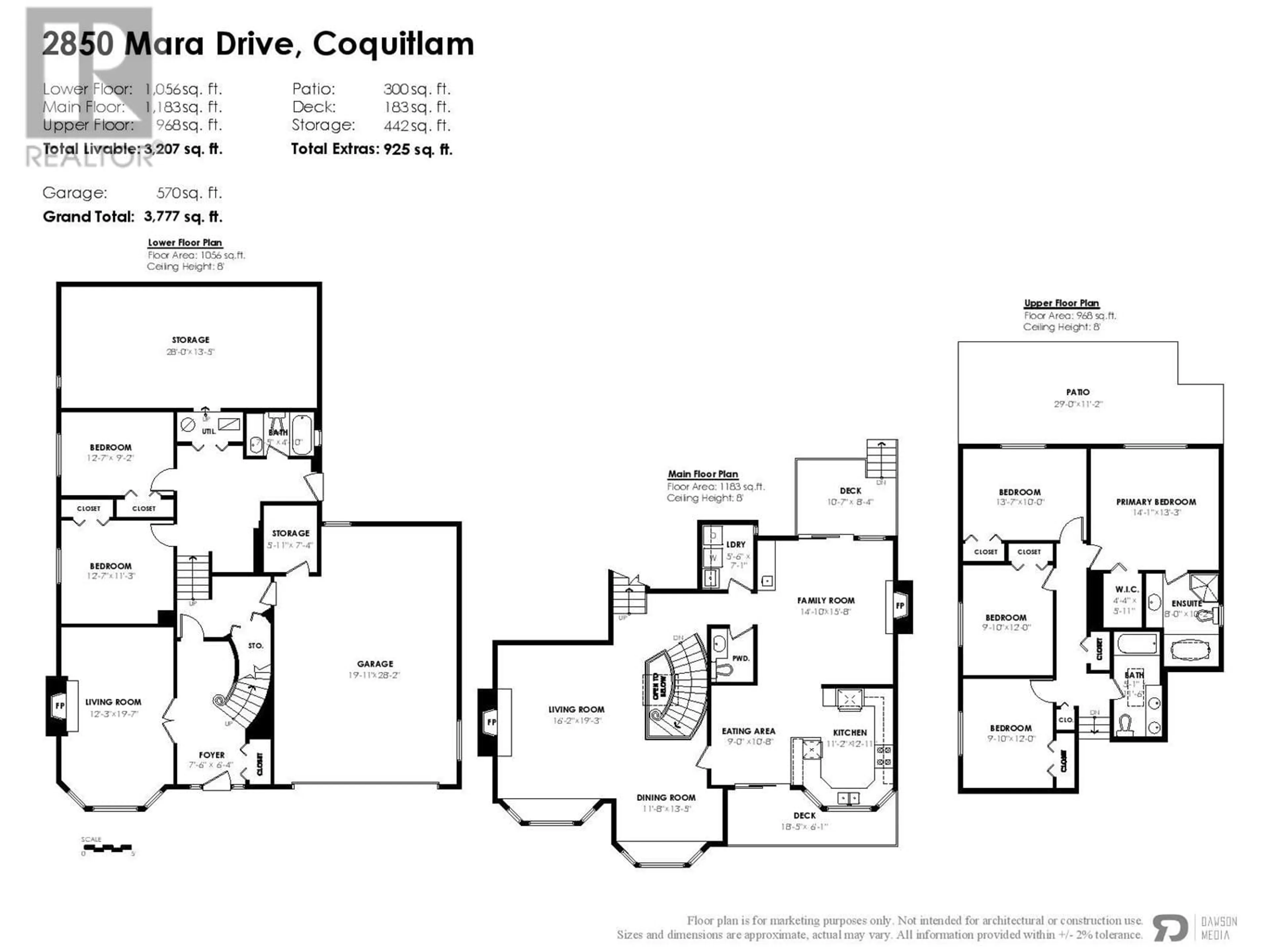 Floor plan for 2850 MARA DRIVE, Coquitlam British Columbia V3C5L2