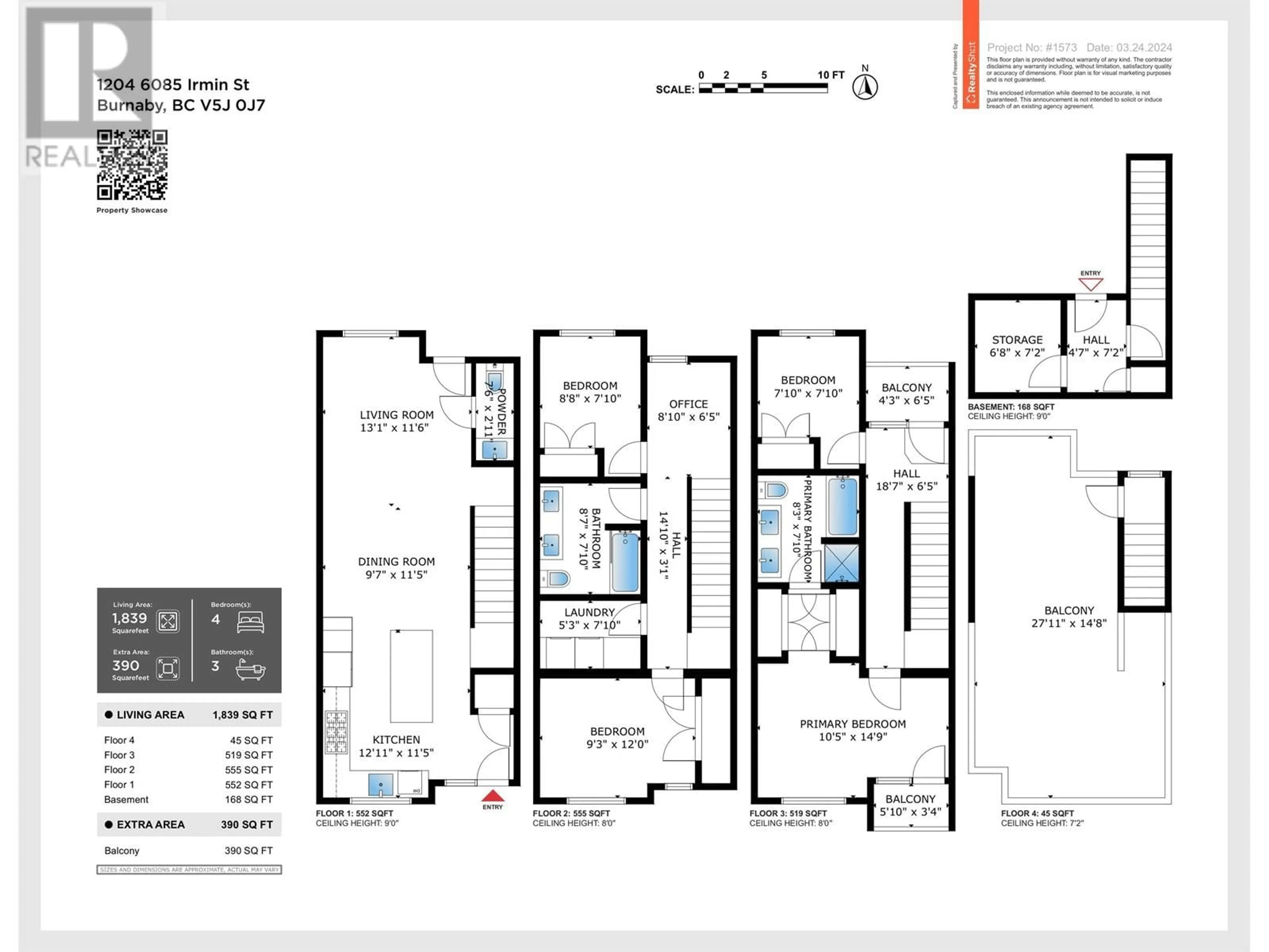 Floor plan for 1204 - 6085 IRMIN STREET, Burnaby British Columbia V5J0J7