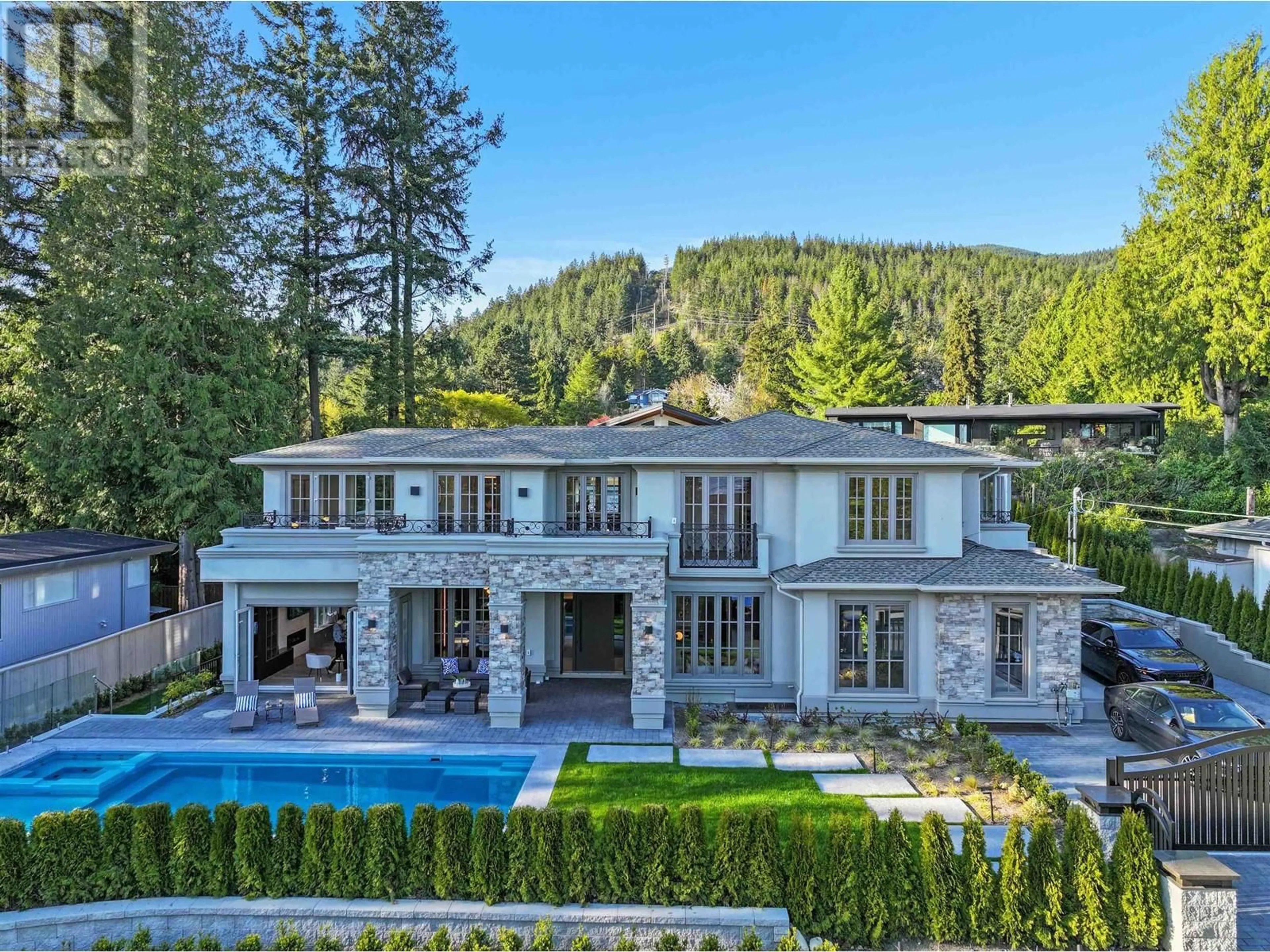 A pic from outside/outdoor area/front of a property/back of a property/a pic from drone, water/lake/river/ocean view for 4141 BURKEHILL ROAD, West Vancouver British Columbia V7V3M6
