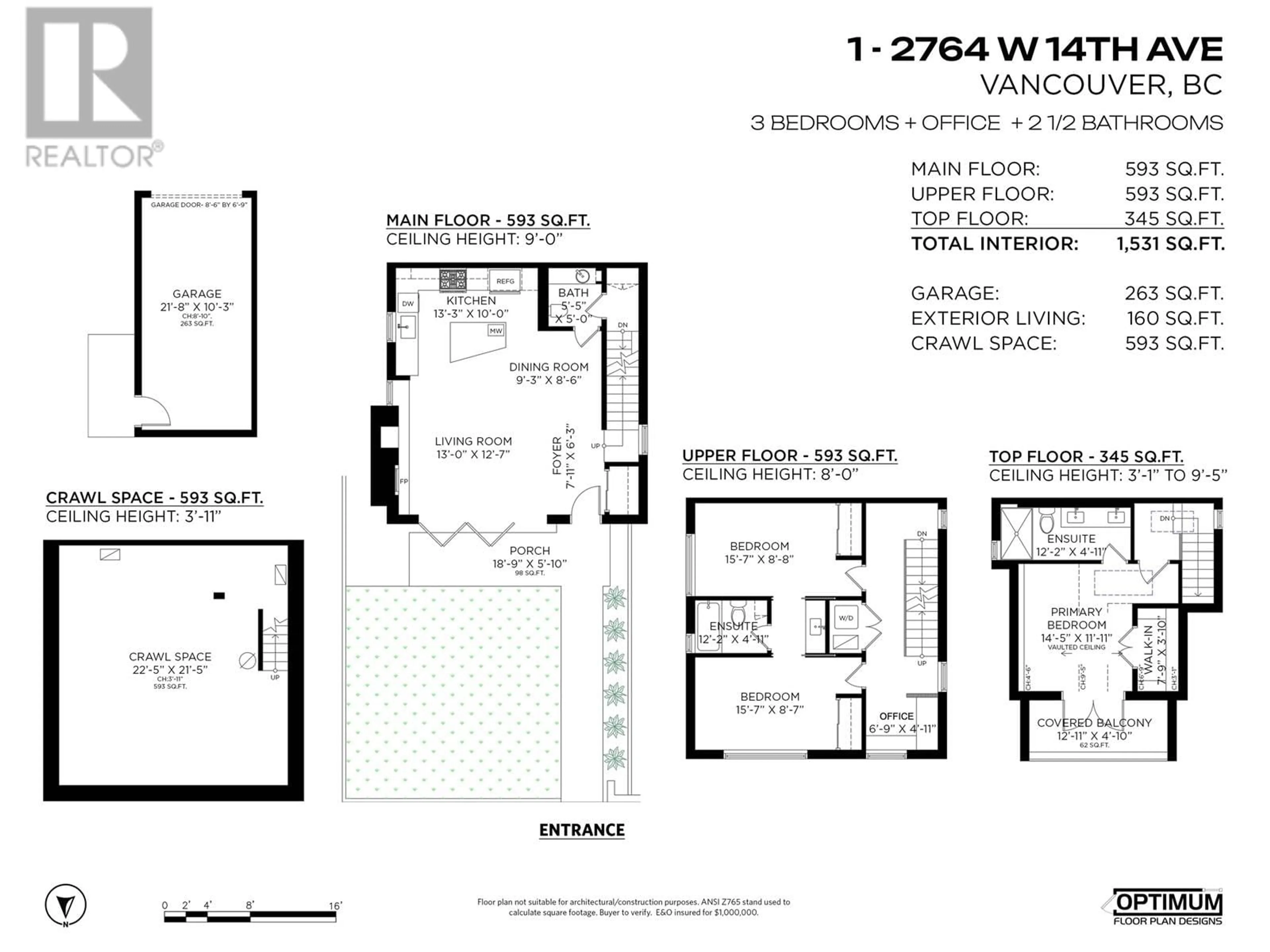 Floor plan for 1 - 2764 14TH AVENUE, Vancouver British Columbia V6K2X2