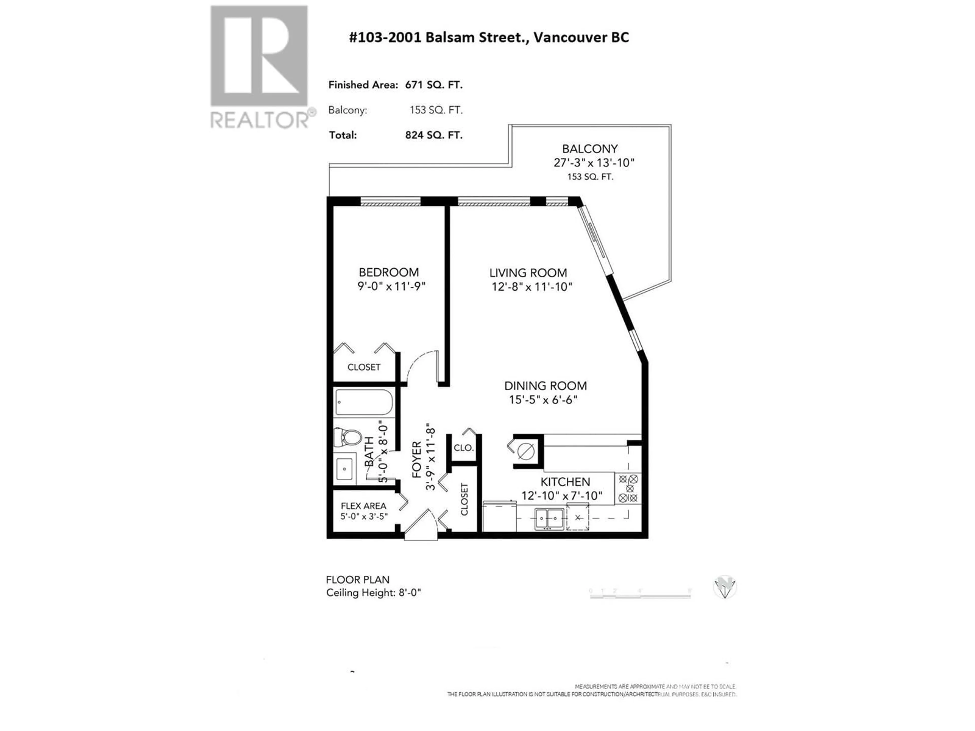 Floor plan for 103 - 2001 BALSAM STREET, Vancouver British Columbia V6K4L6