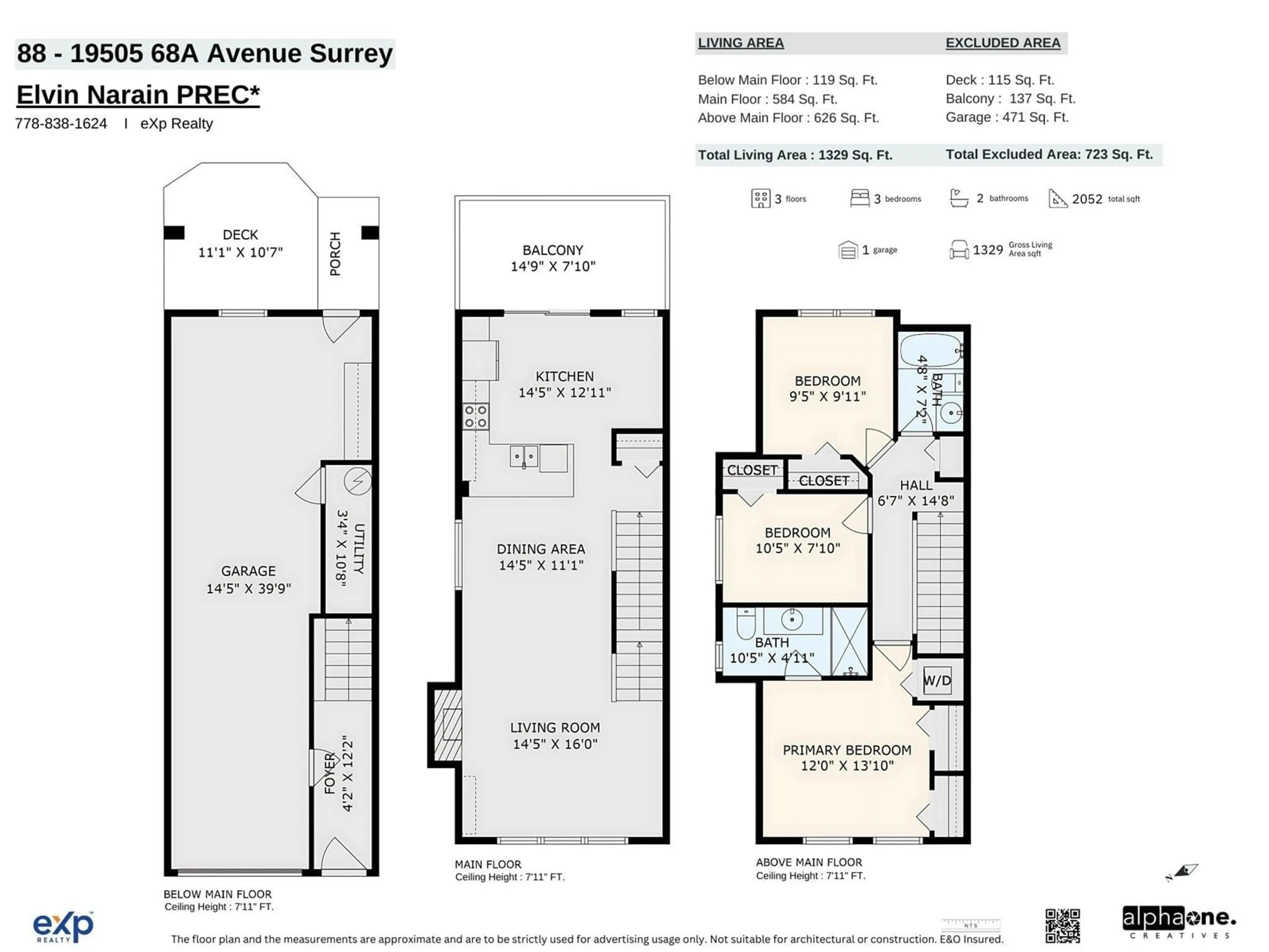 Floor plan for 88 - 19505 68A, Surrey British Columbia V4N6K3