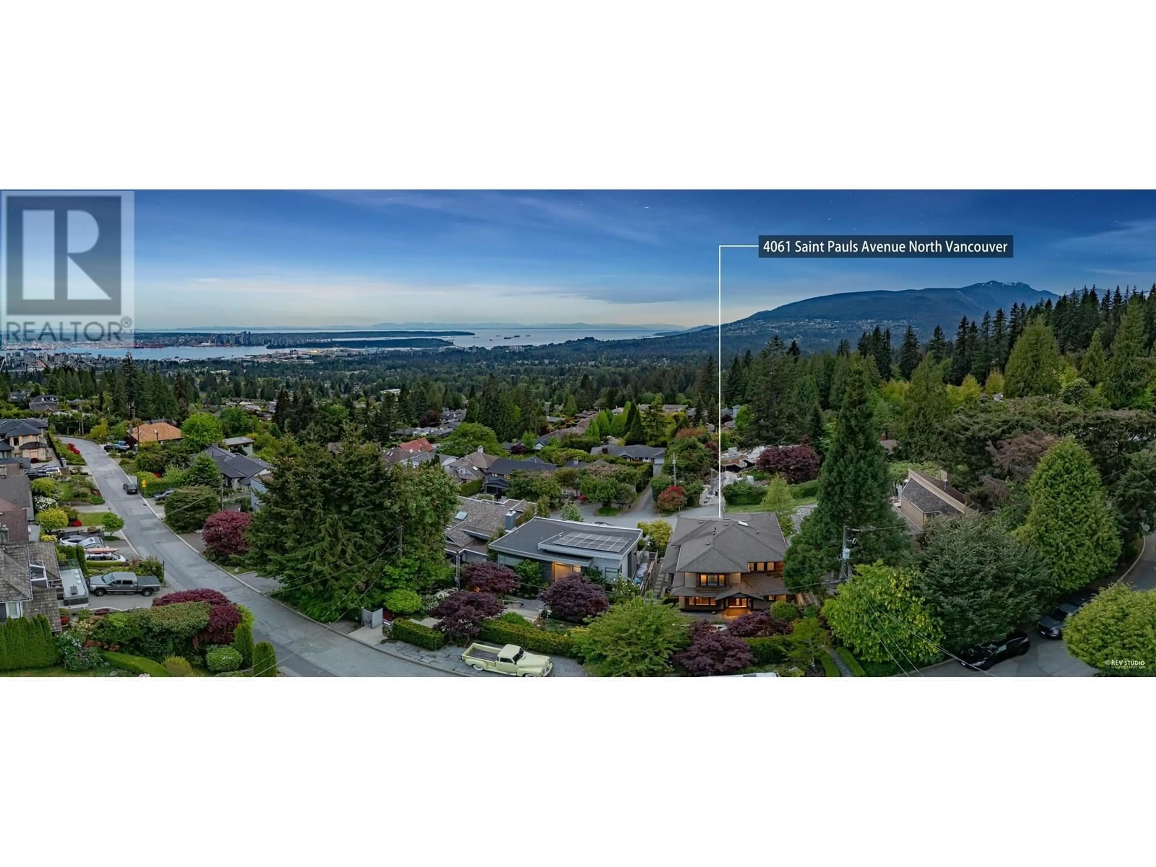 A pic from outside/outdoor area/front of a property/back of a property/a pic from drone, mountain view for 4061 ST. PAULS AVENUE, North Vancouver British Columbia V7N1T4
