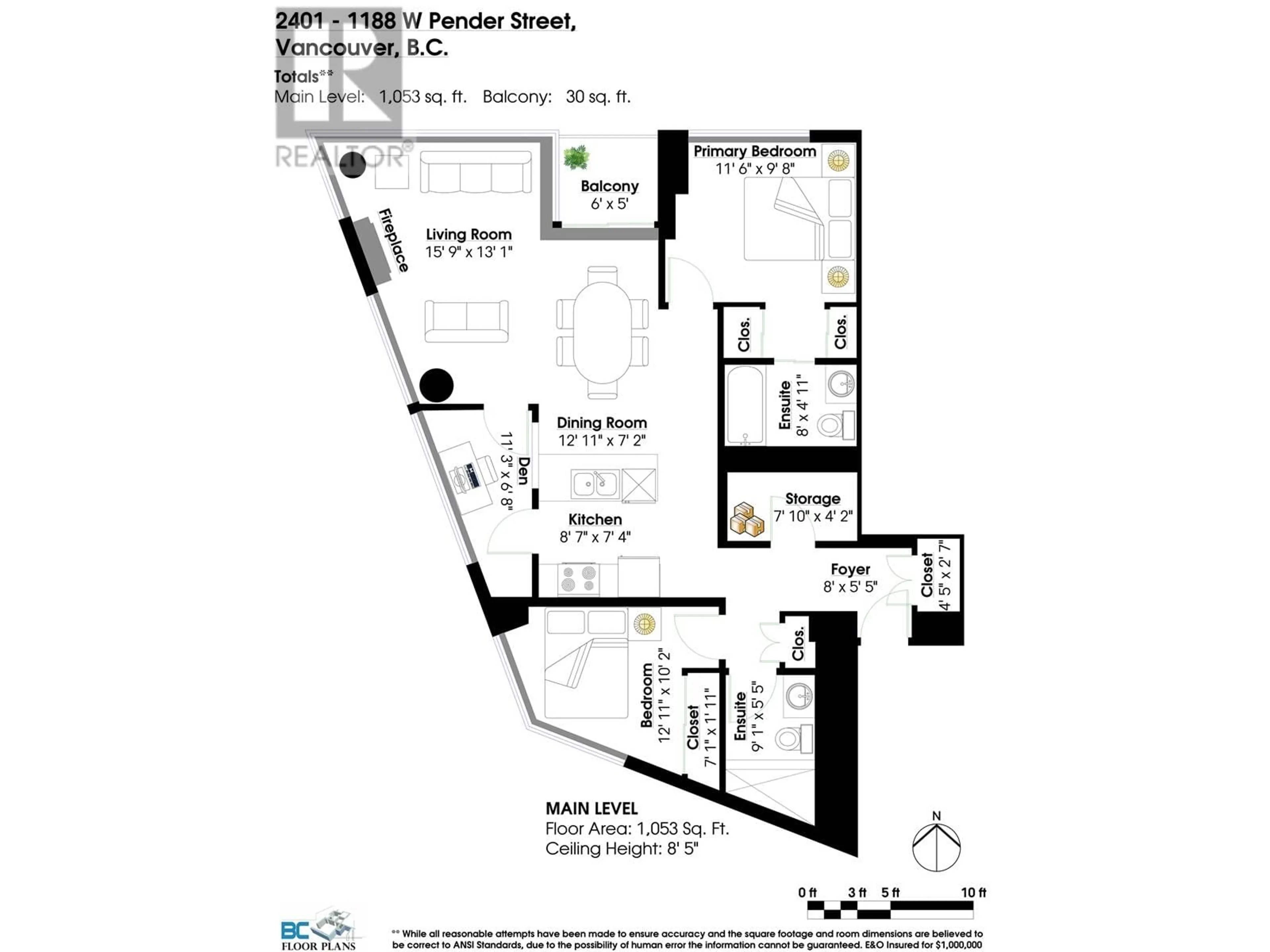 Floor plan for 2401 - 1188 PENDER STREET, Vancouver British Columbia V6E0A2