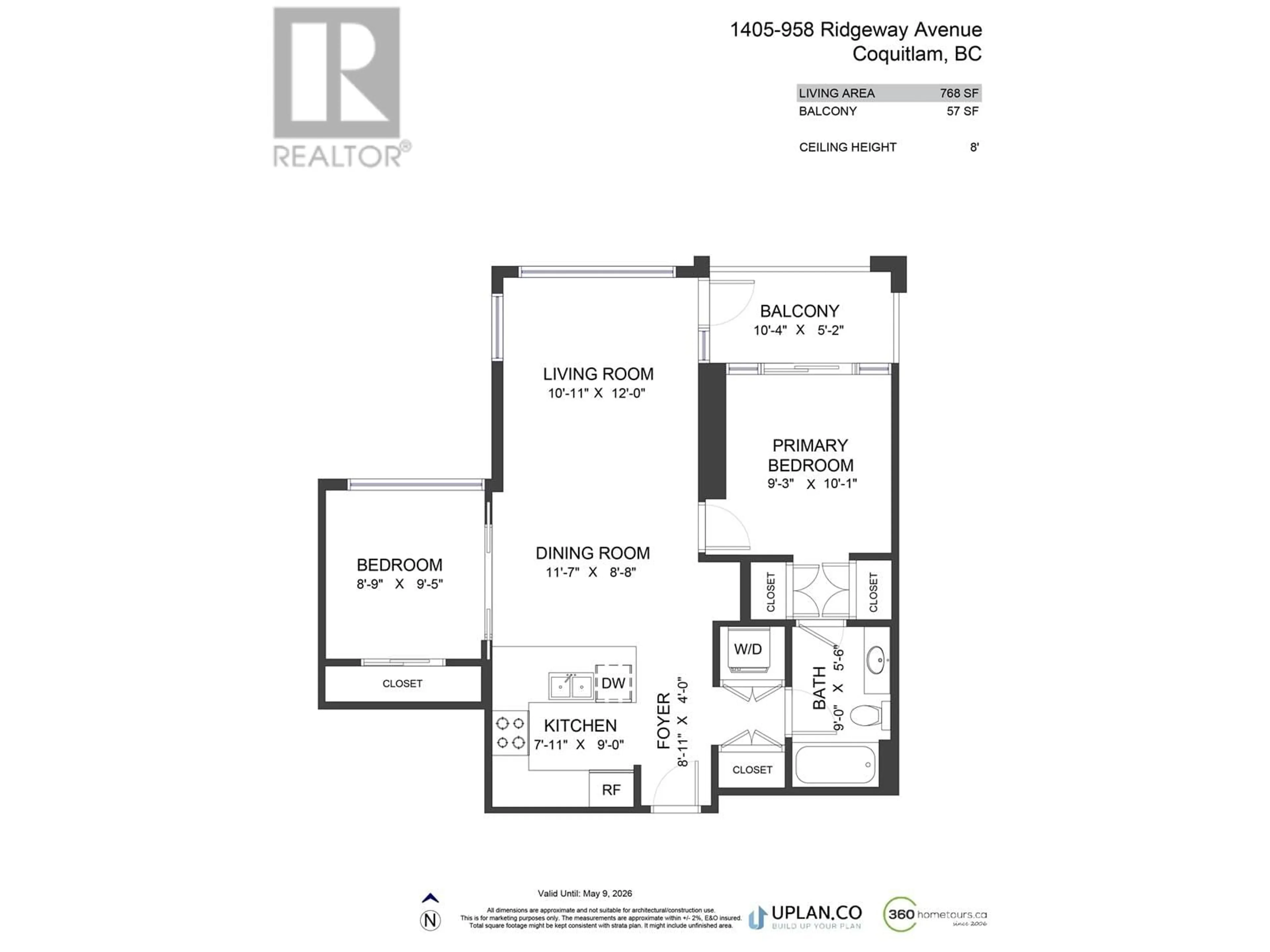 Floor plan for 1405 - 958 RIDGEWAY AVENUE, Coquitlam British Columbia V3K0C5