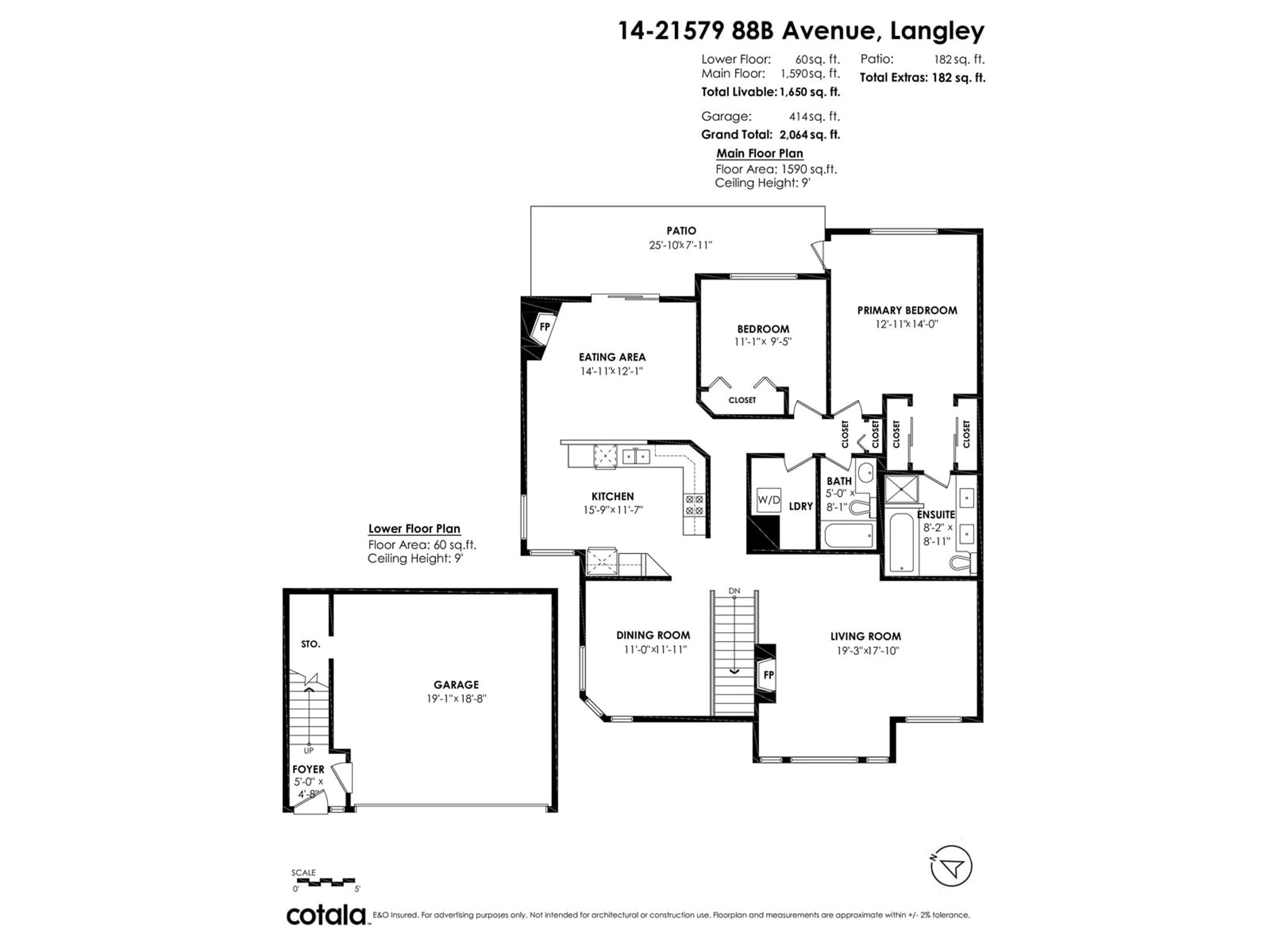 Floor plan for 14 - 21579 88B, Langley British Columbia V1M2X4