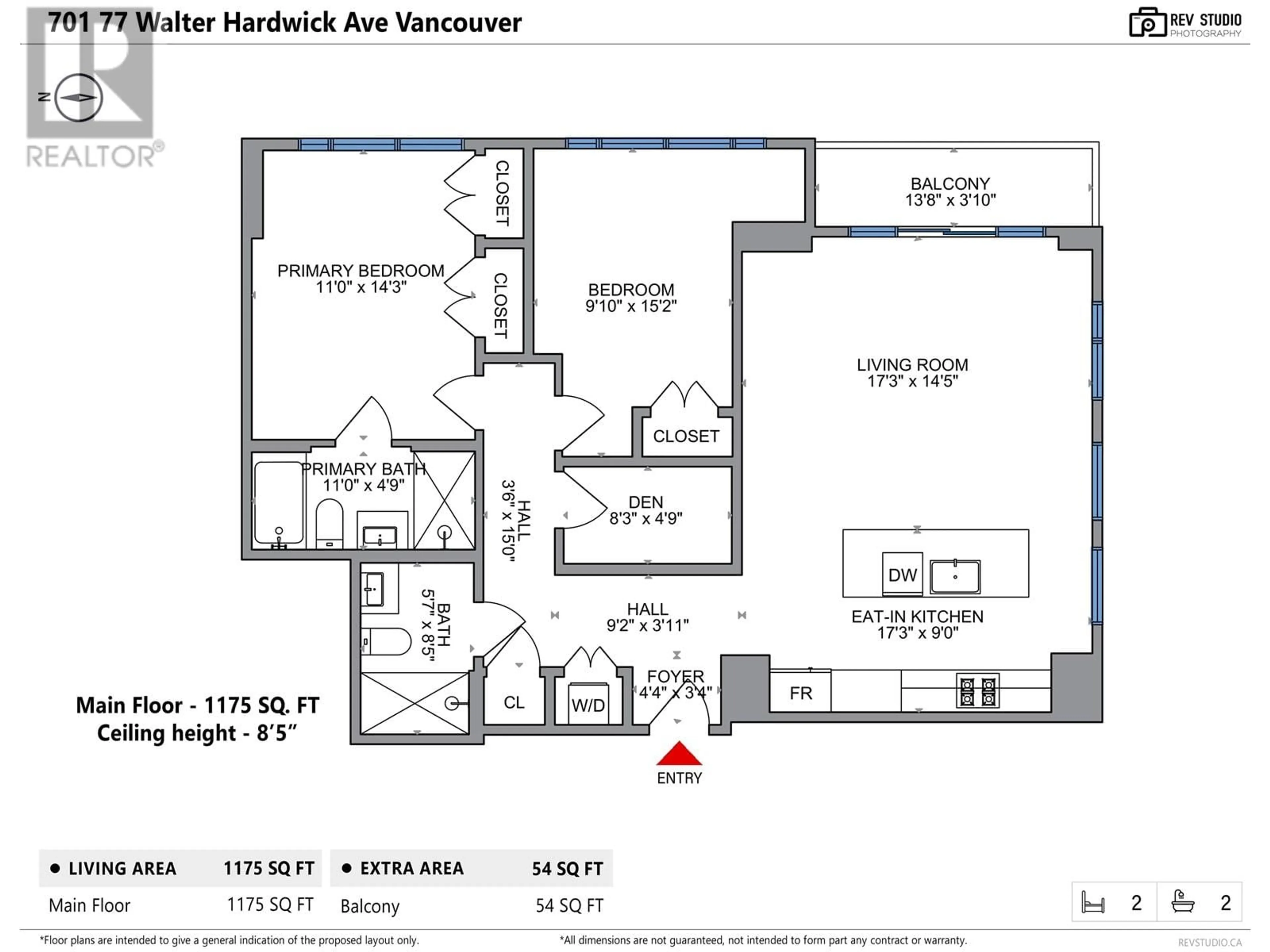Floor plan for 701 - 77 WALTER HARDWICK AVENUE, Vancouver British Columbia V5Y0C6