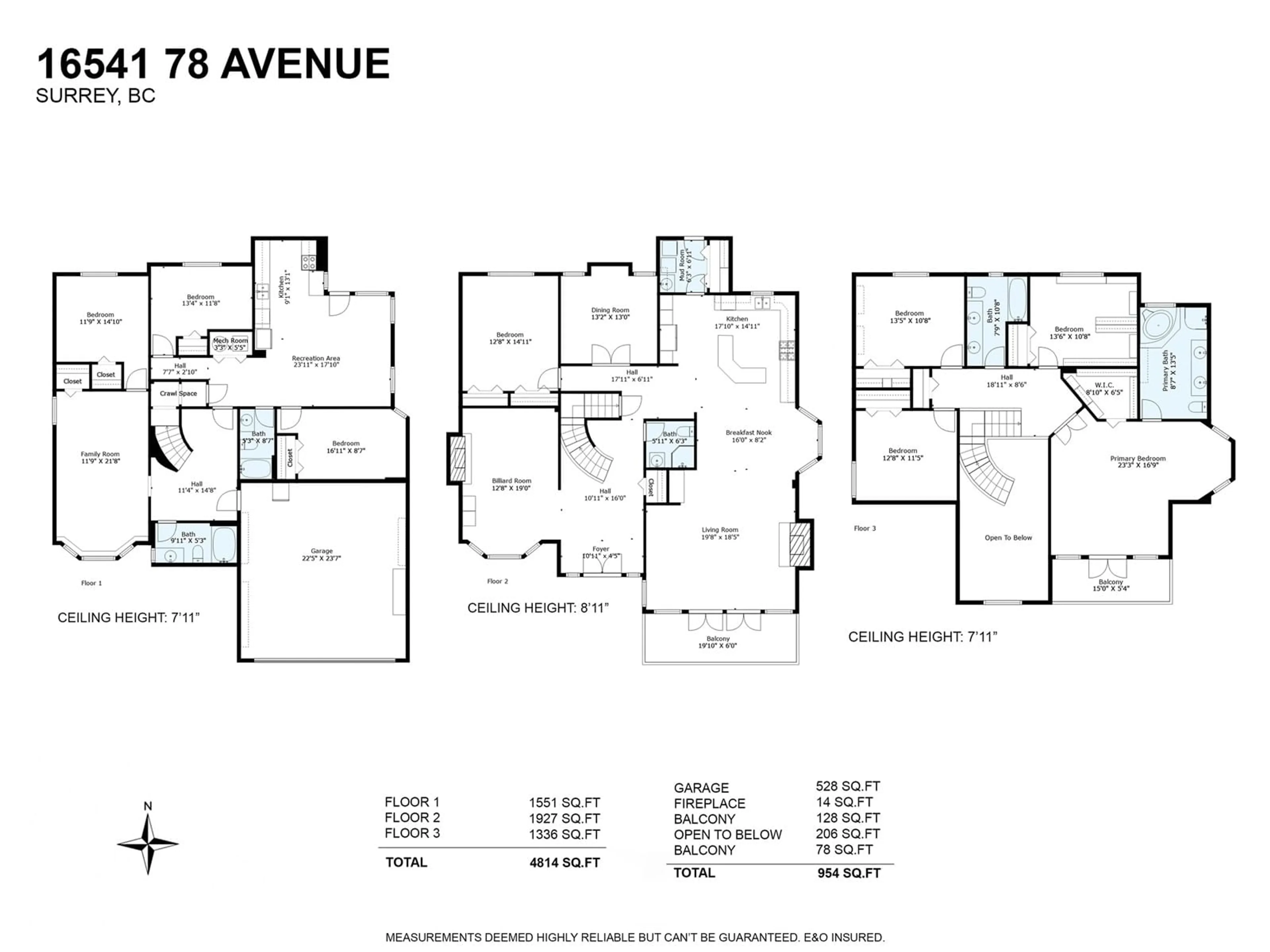 Floor plan for 16541 78, Surrey British Columbia V4N0M3